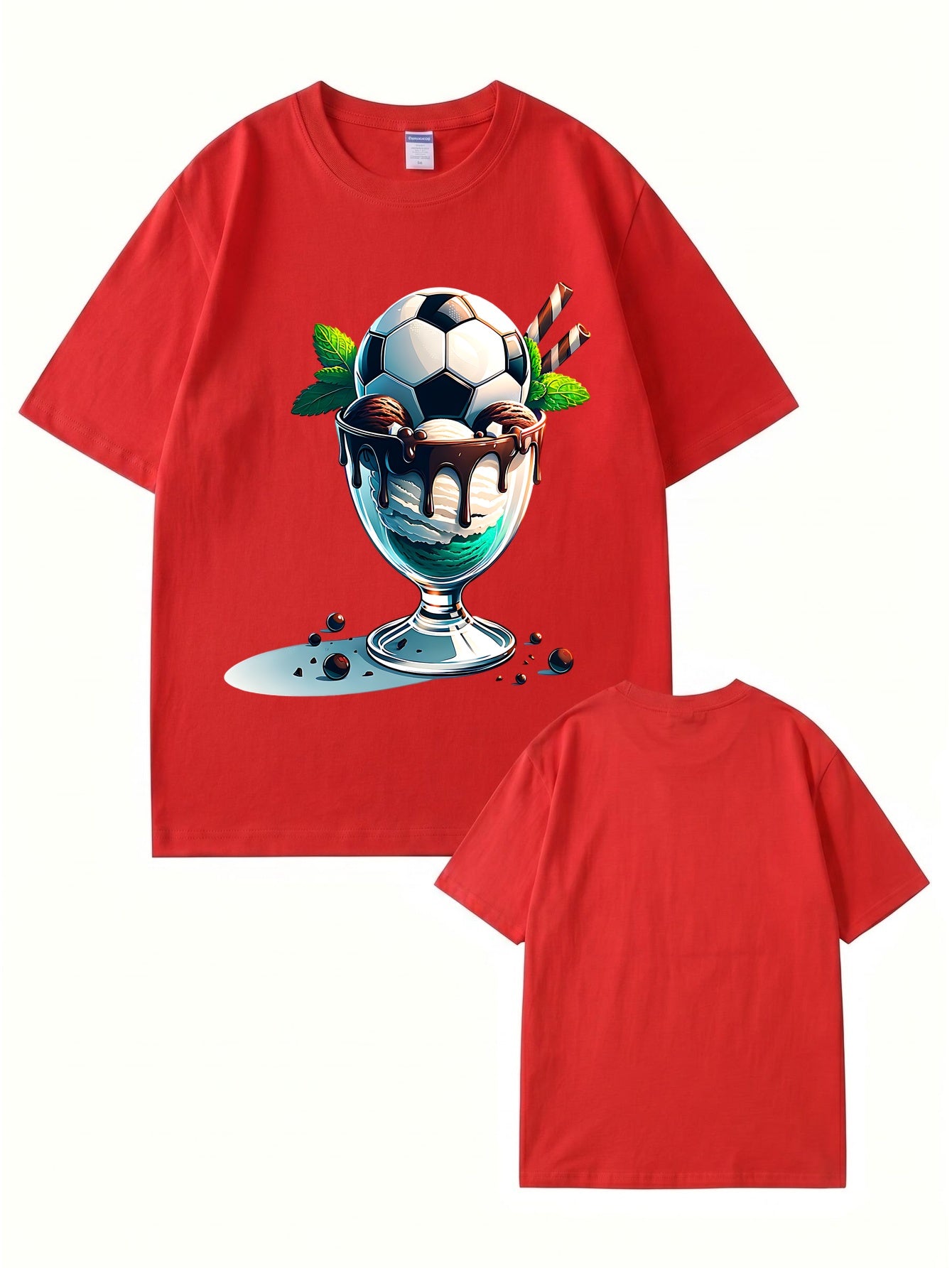 Soccer Ball Ice Cream Sundae Graphic T-Shirt