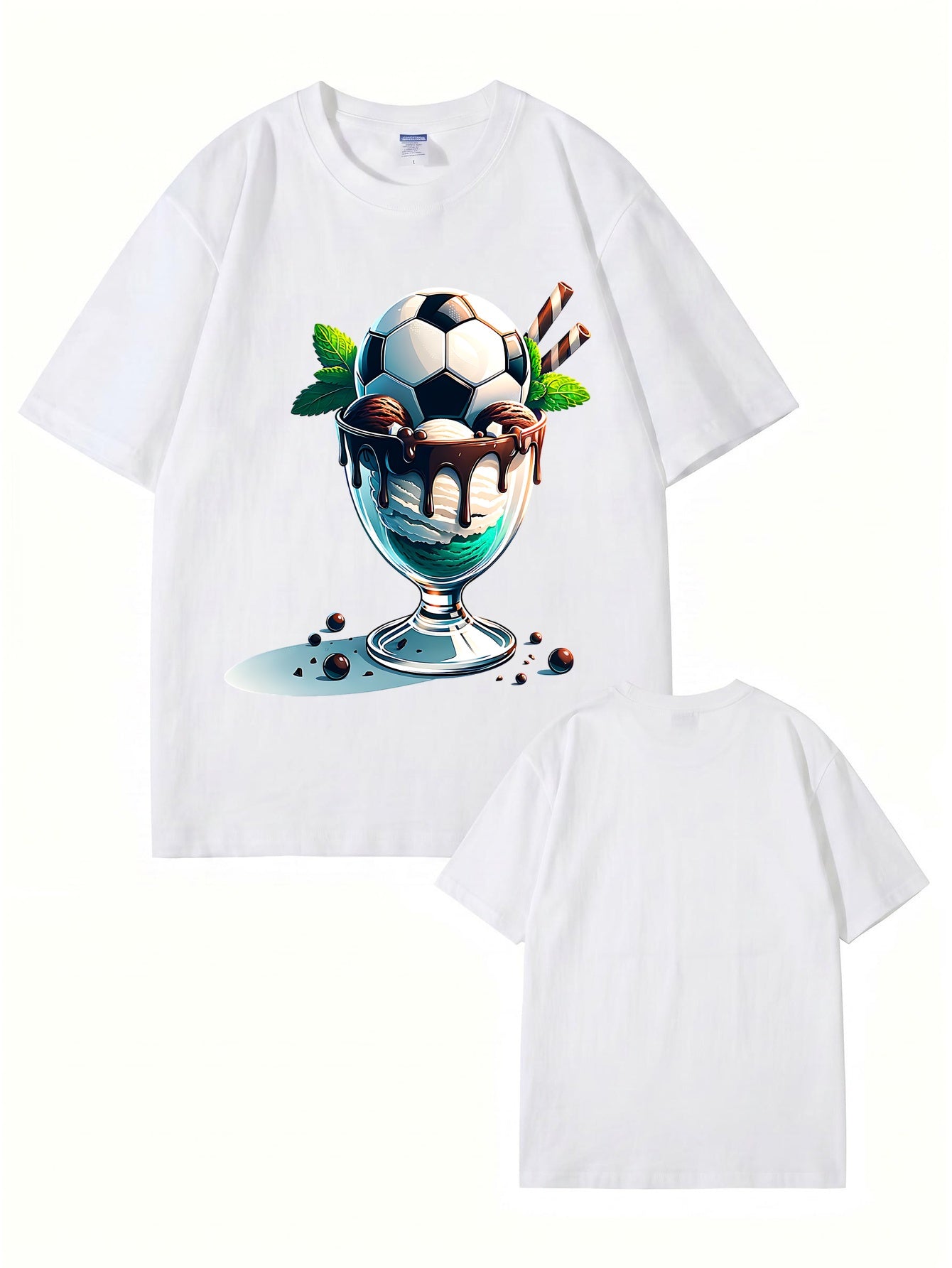 Soccer Ball Ice Cream Sundae Graphic T-Shirt