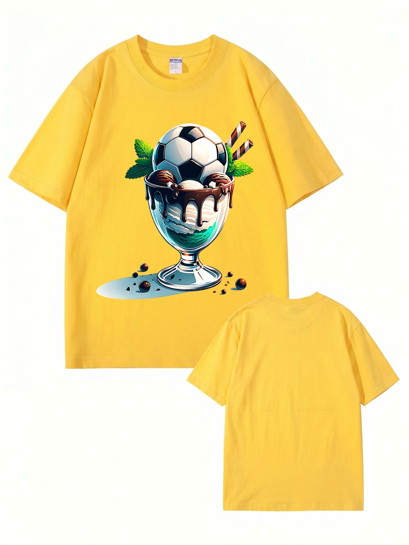 Soccer Ball Ice Cream Sundae Graphic T-Shirt