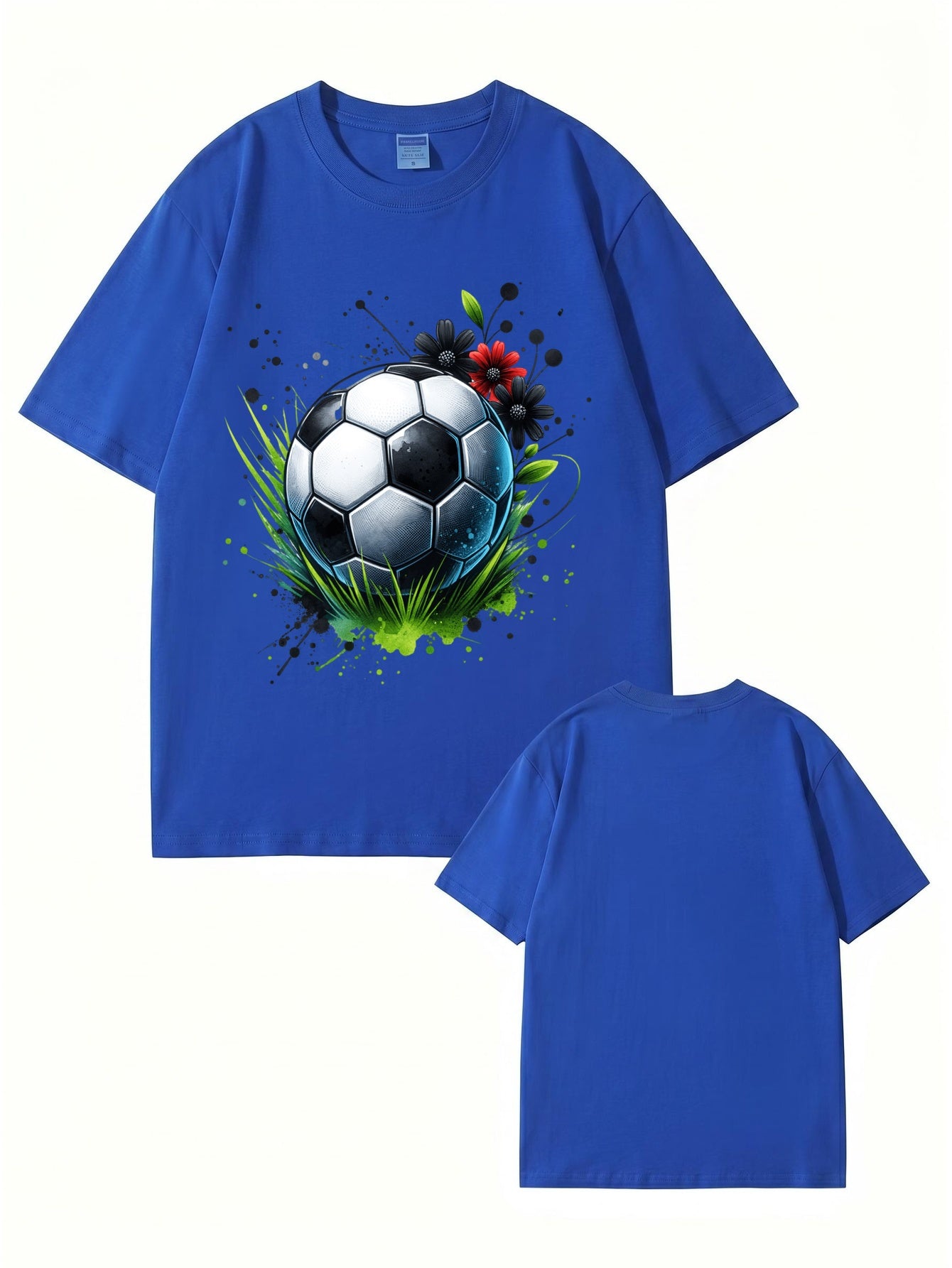 Soccer Ball Floral Art Print Graphic T-Shirt - Premium Cotton Tee