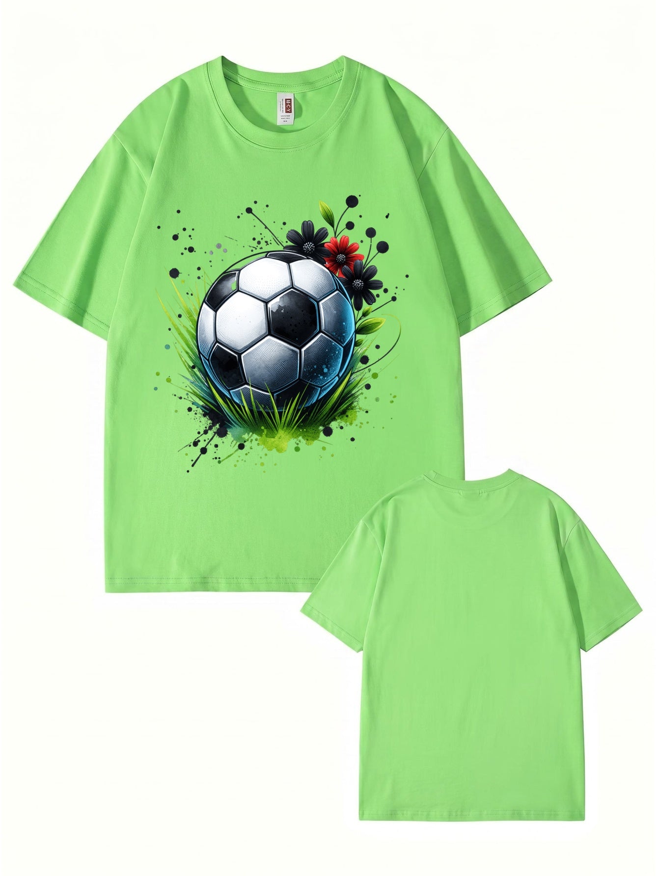 Soccer Ball Floral Art Print Graphic T-Shirt - Premium Cotton Tee