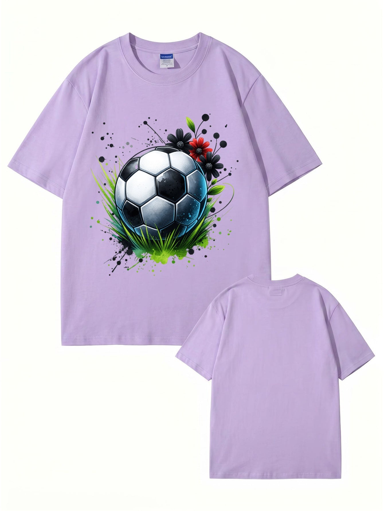 Soccer Ball Floral Art Print Graphic T-Shirt - Premium Cotton Tee