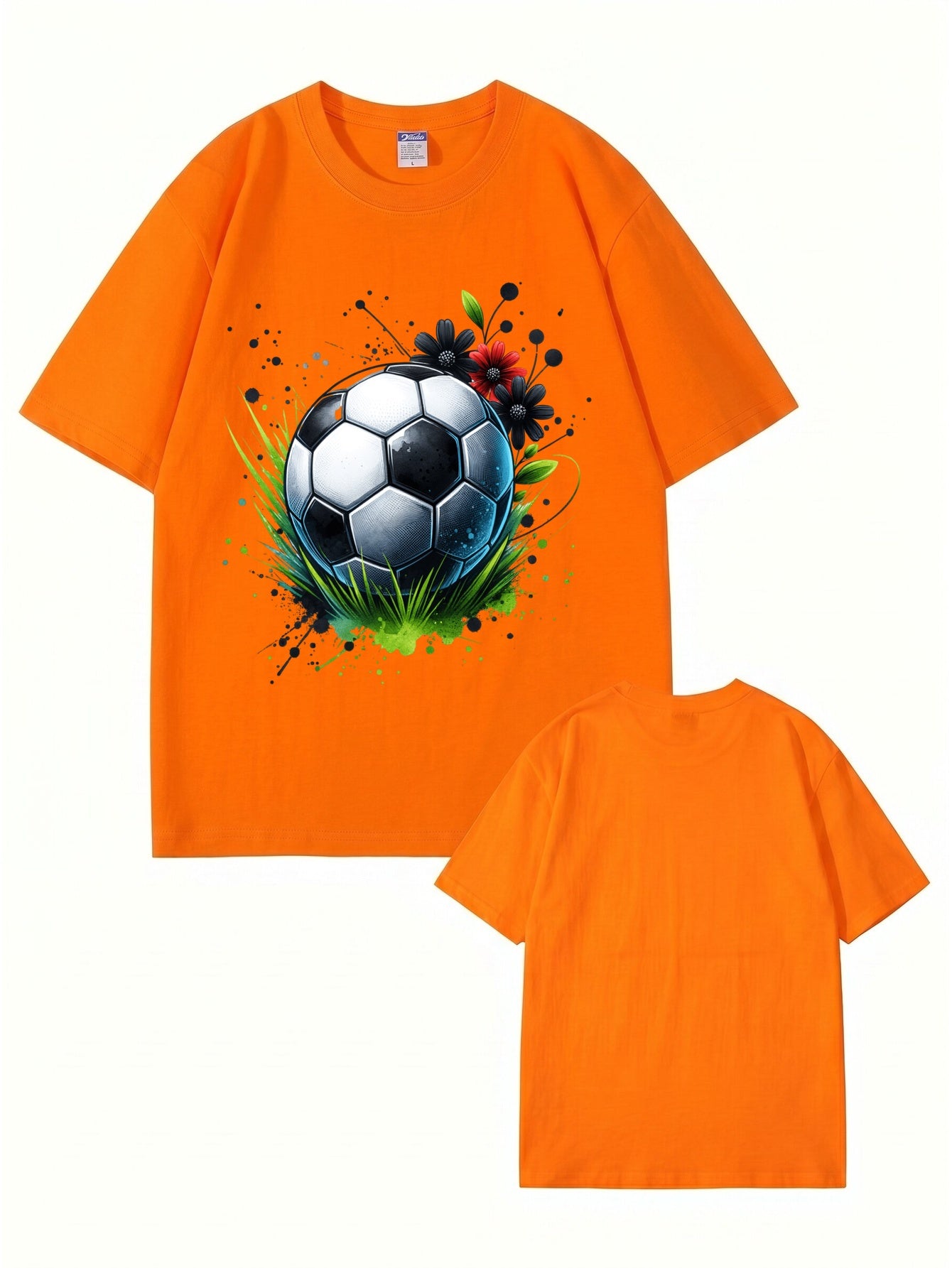Soccer Ball Floral Art Print Graphic T-Shirt - Premium Cotton Tee