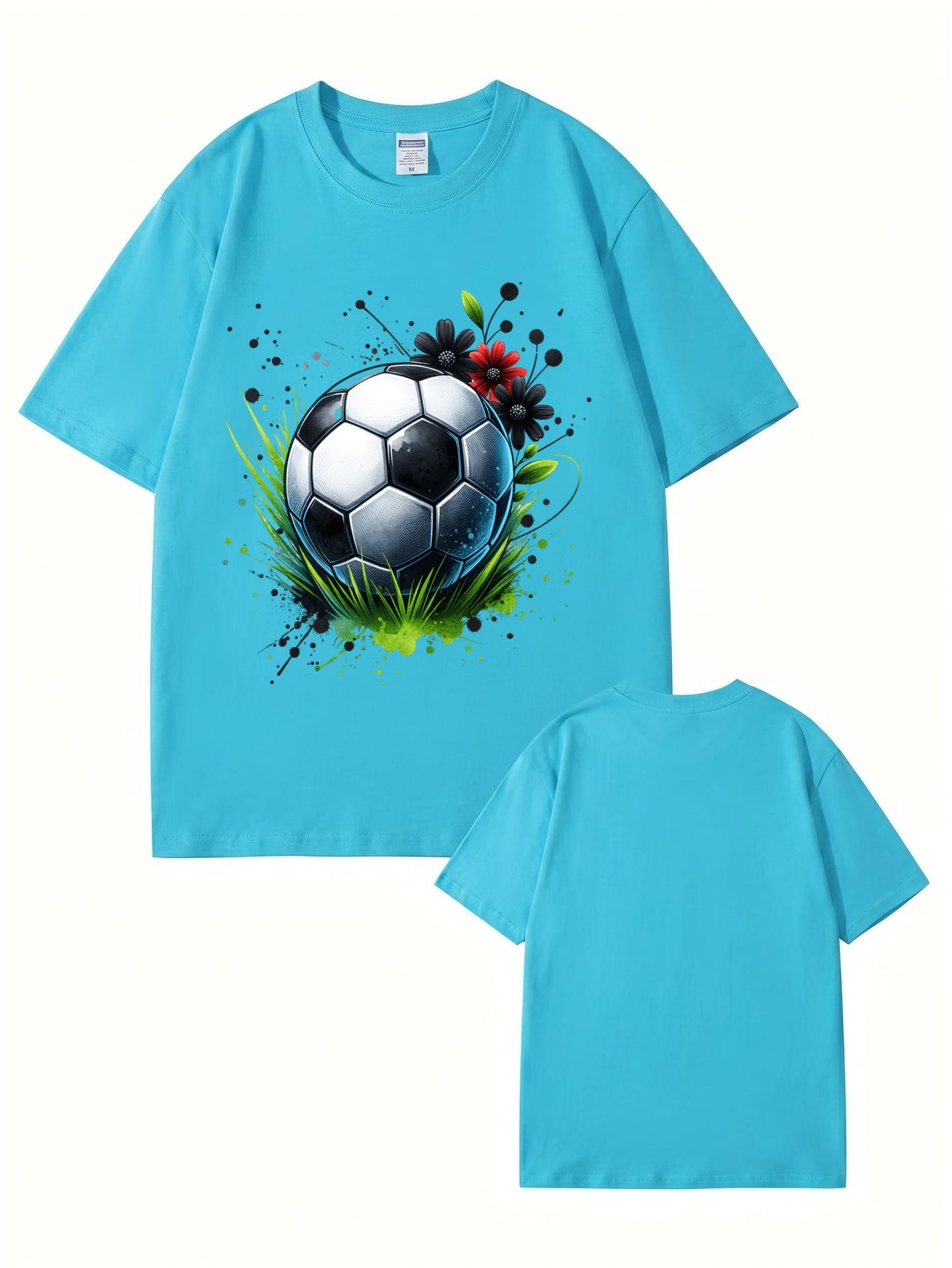 Soccer Ball Floral Art Print Graphic T-Shirt - Premium Cotton Tee