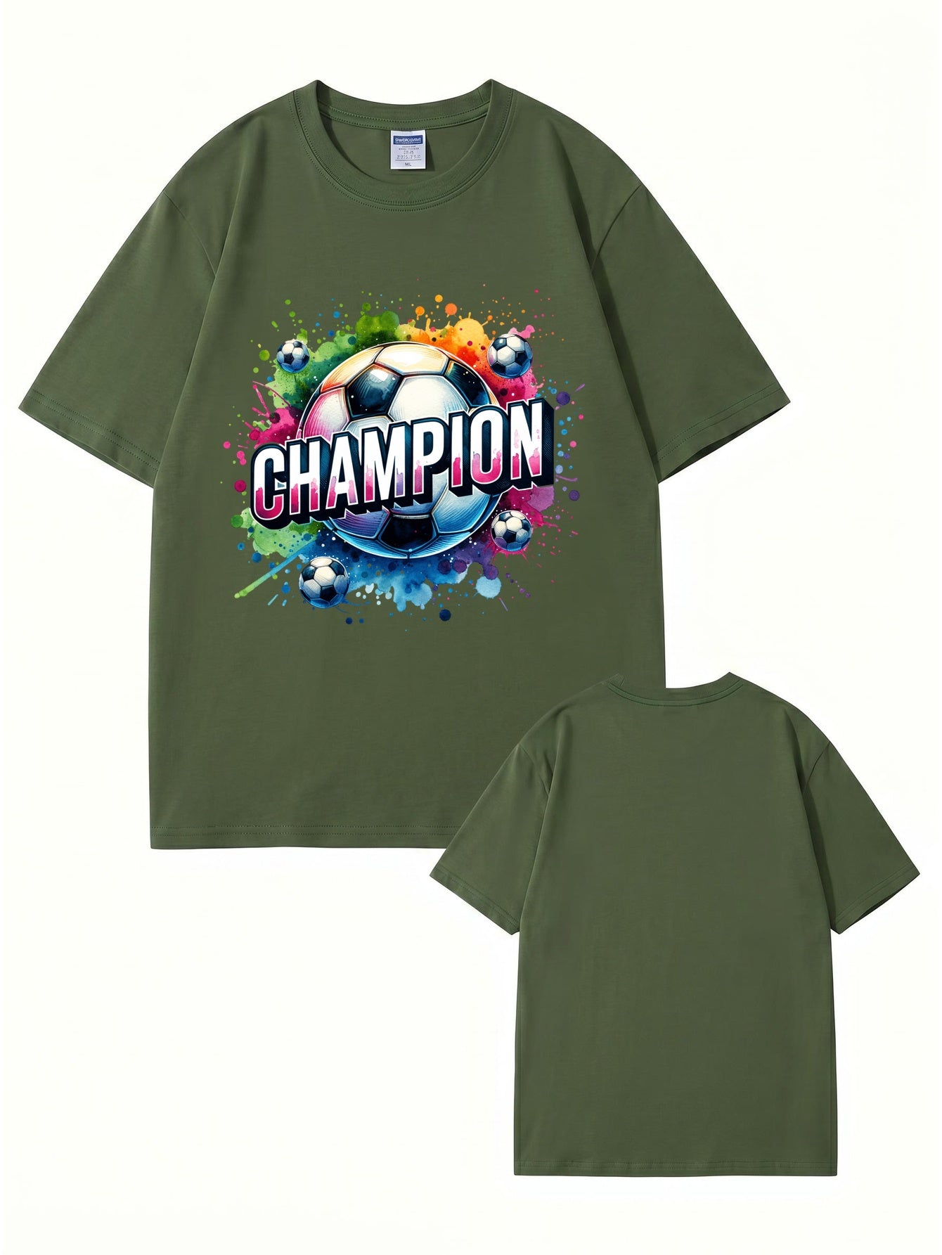 Champion Soccer Ball Graphic T-Shirt | Vibrant Watercolor Sports Tee