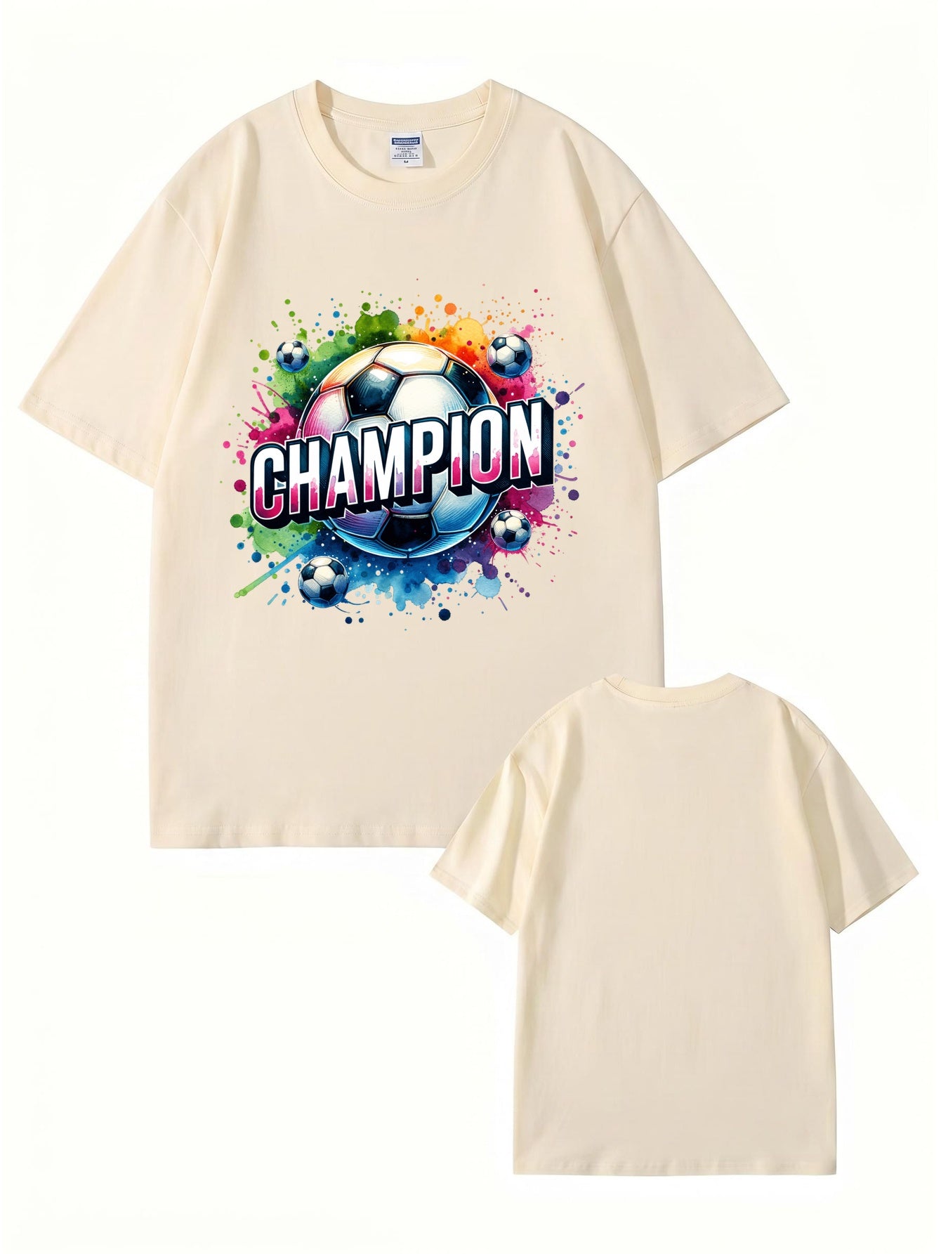 Champion Soccer Ball Graphic T-Shirt | Vibrant Watercolor Sports Tee