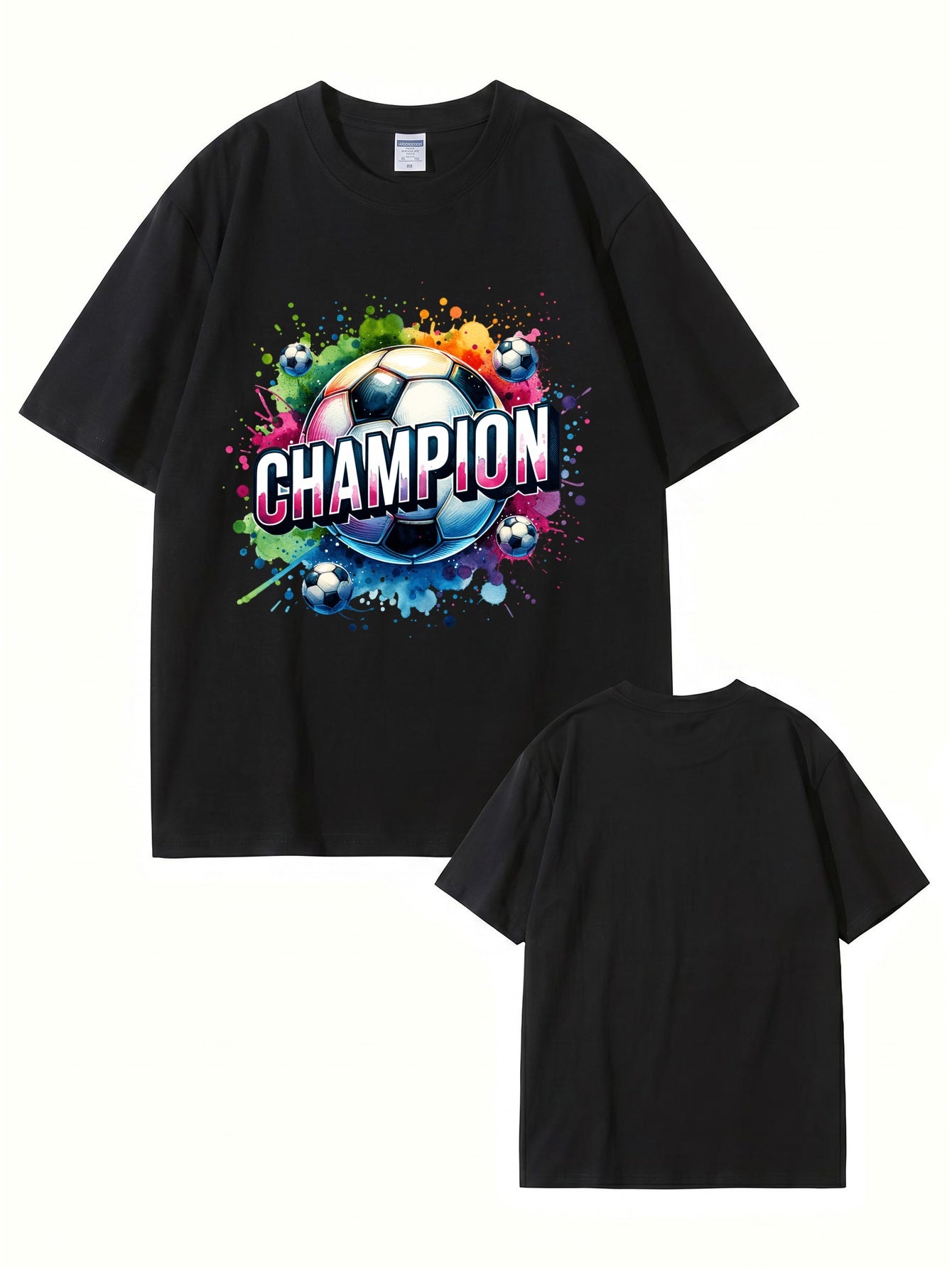 Champion Soccer Ball Graphic T-Shirt | Vibrant Watercolor Sports Tee