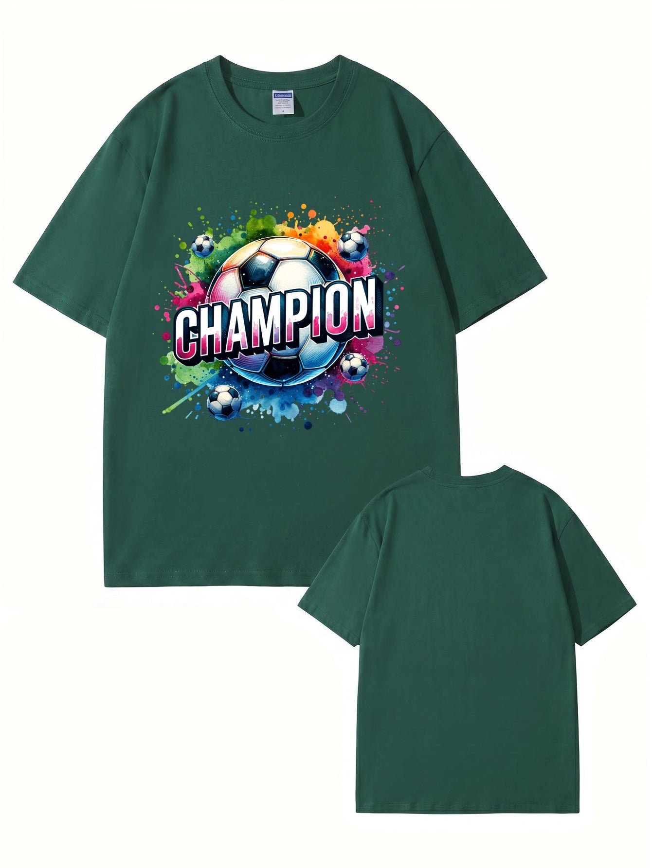 Champion Soccer Ball Graphic T-Shirt | Vibrant Watercolor Sports Tee