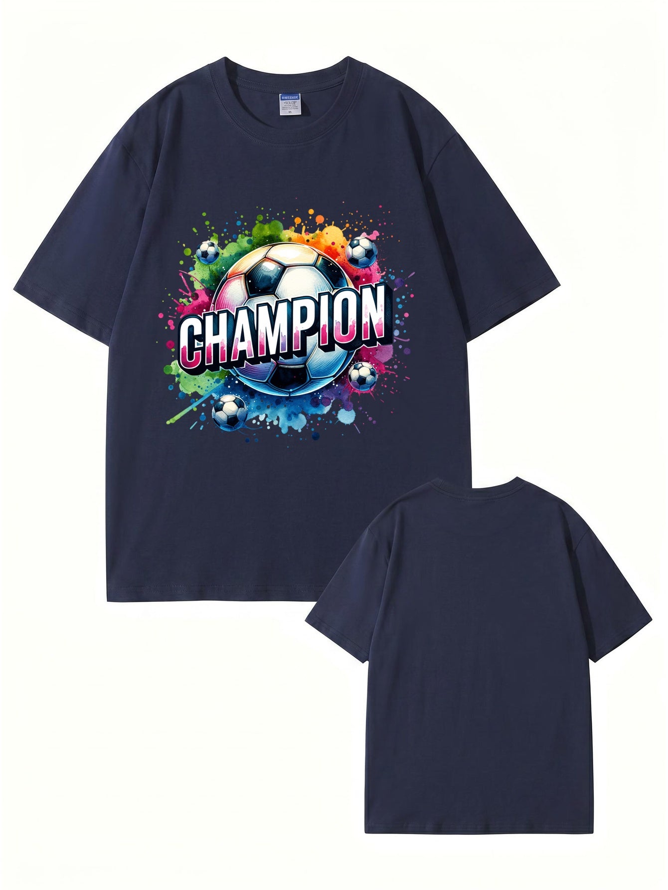 Champion Soccer Ball Graphic T-Shirt | Vibrant Watercolor Sports Tee