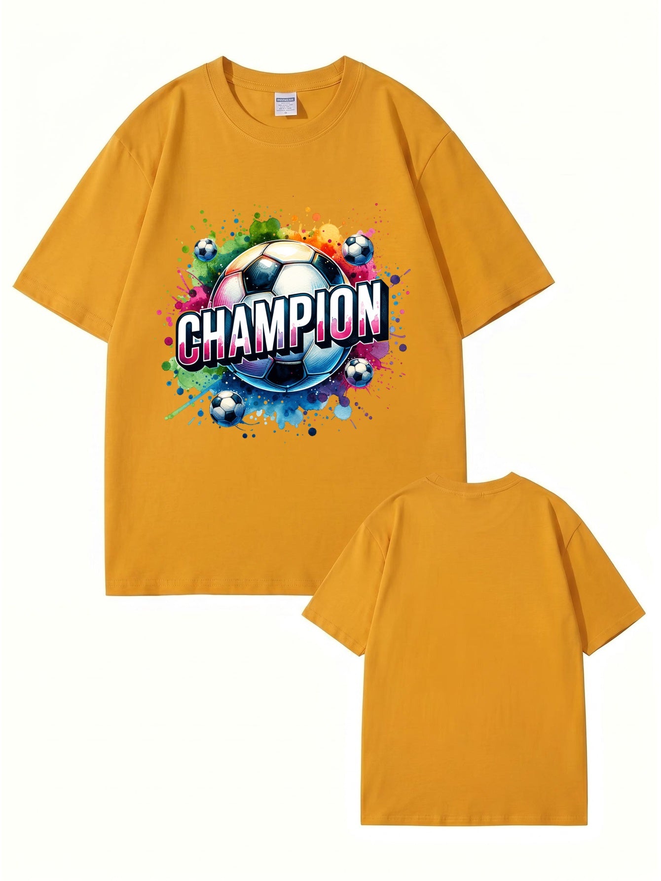 Champion Soccer Ball Graphic T-Shirt | Vibrant Watercolor Sports Tee