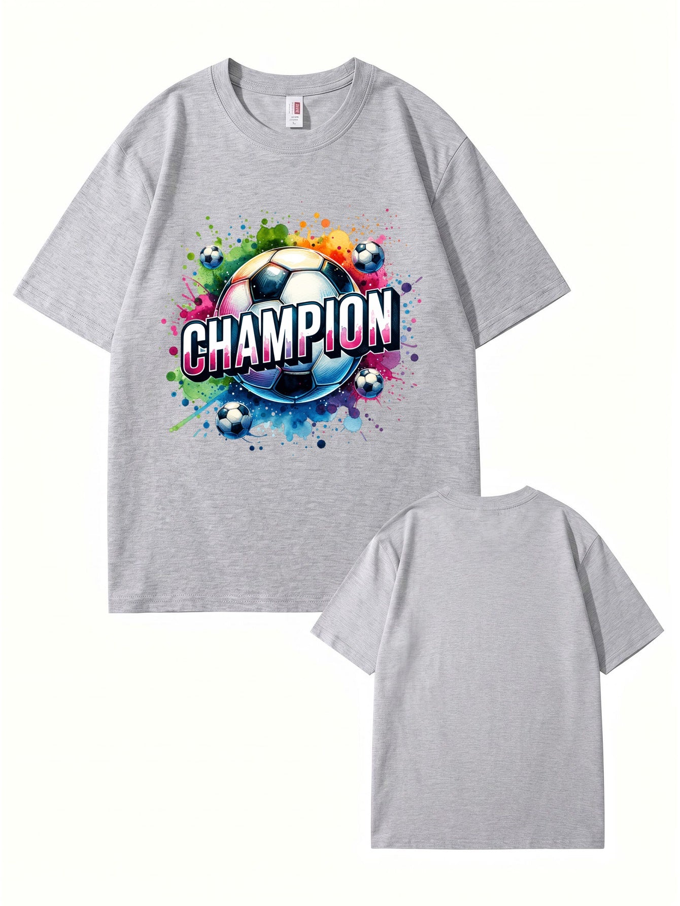 Champion Soccer Ball Graphic T-Shirt | Vibrant Watercolor Sports Tee