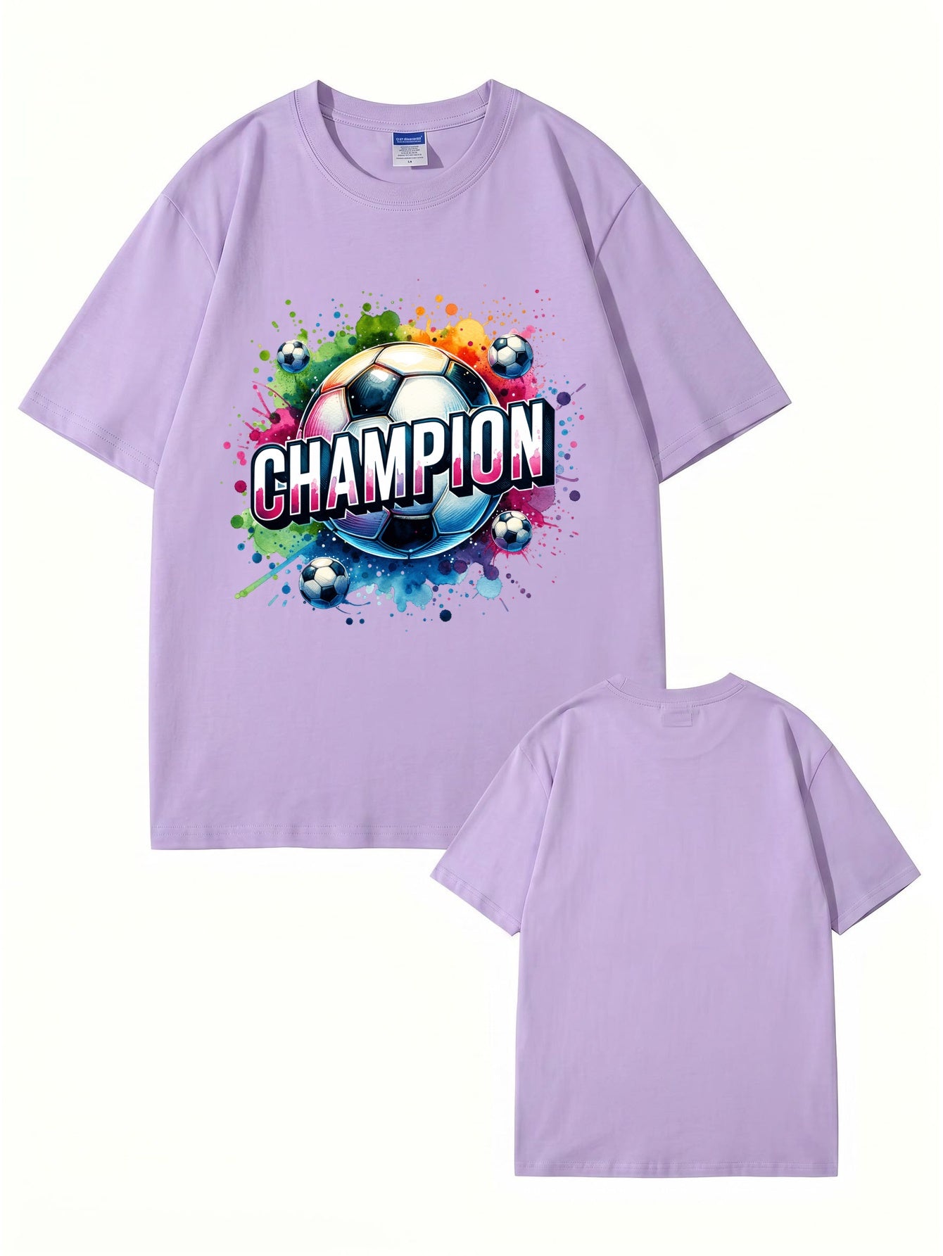 Champion Soccer Ball Graphic T-Shirt | Vibrant Watercolor Sports Tee