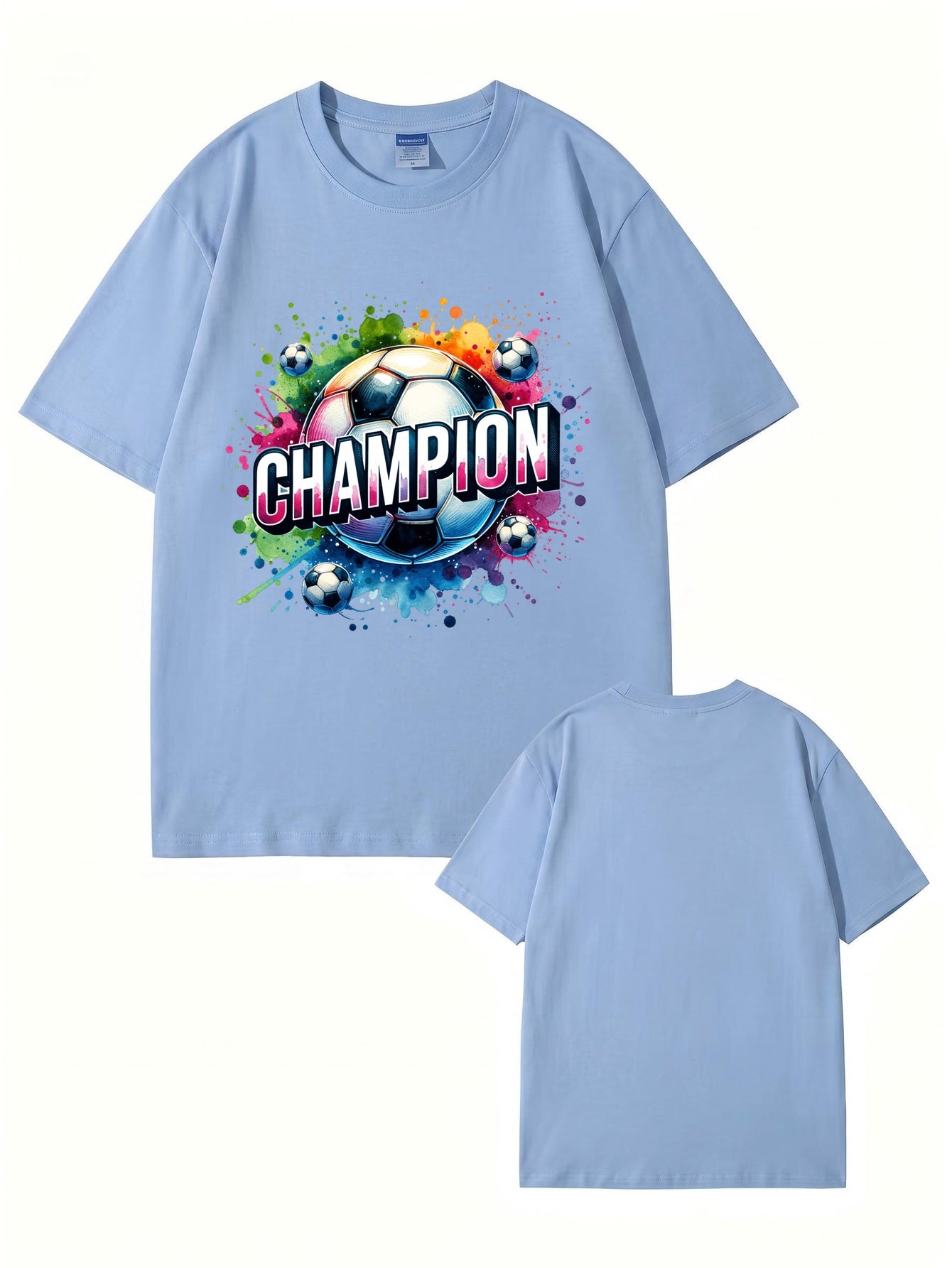 Champion Soccer Ball Graphic T-Shirt | Vibrant Watercolor Sports Tee
