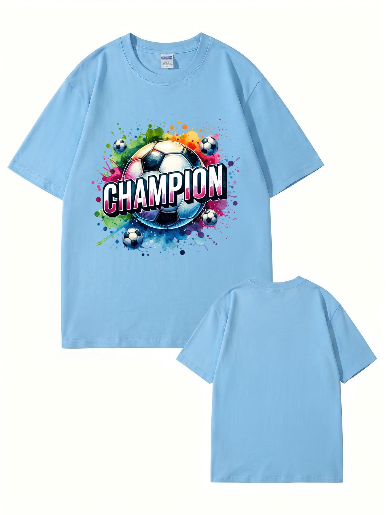 Champion Soccer Ball Graphic T-Shirt | Vibrant Watercolor Sports Tee