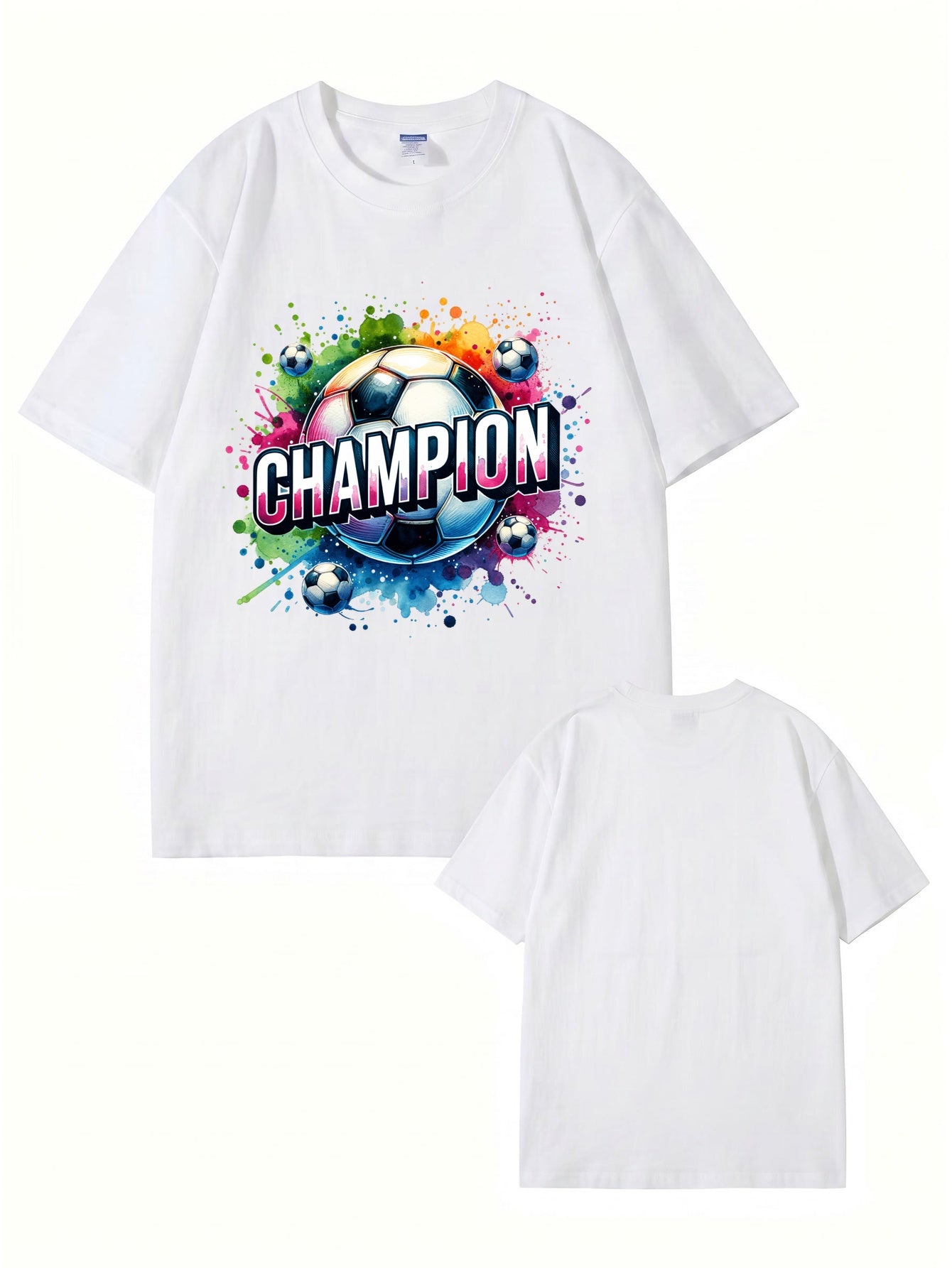 Champion Soccer Ball Graphic T-Shirt | Vibrant Watercolor Sports Tee