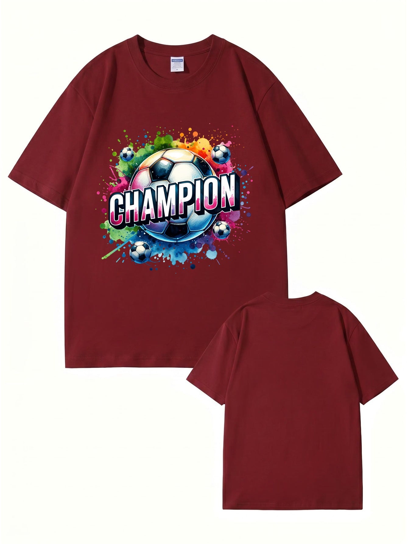 Champion Soccer Ball Graphic T-Shirt | Vibrant Watercolor Sports Tee