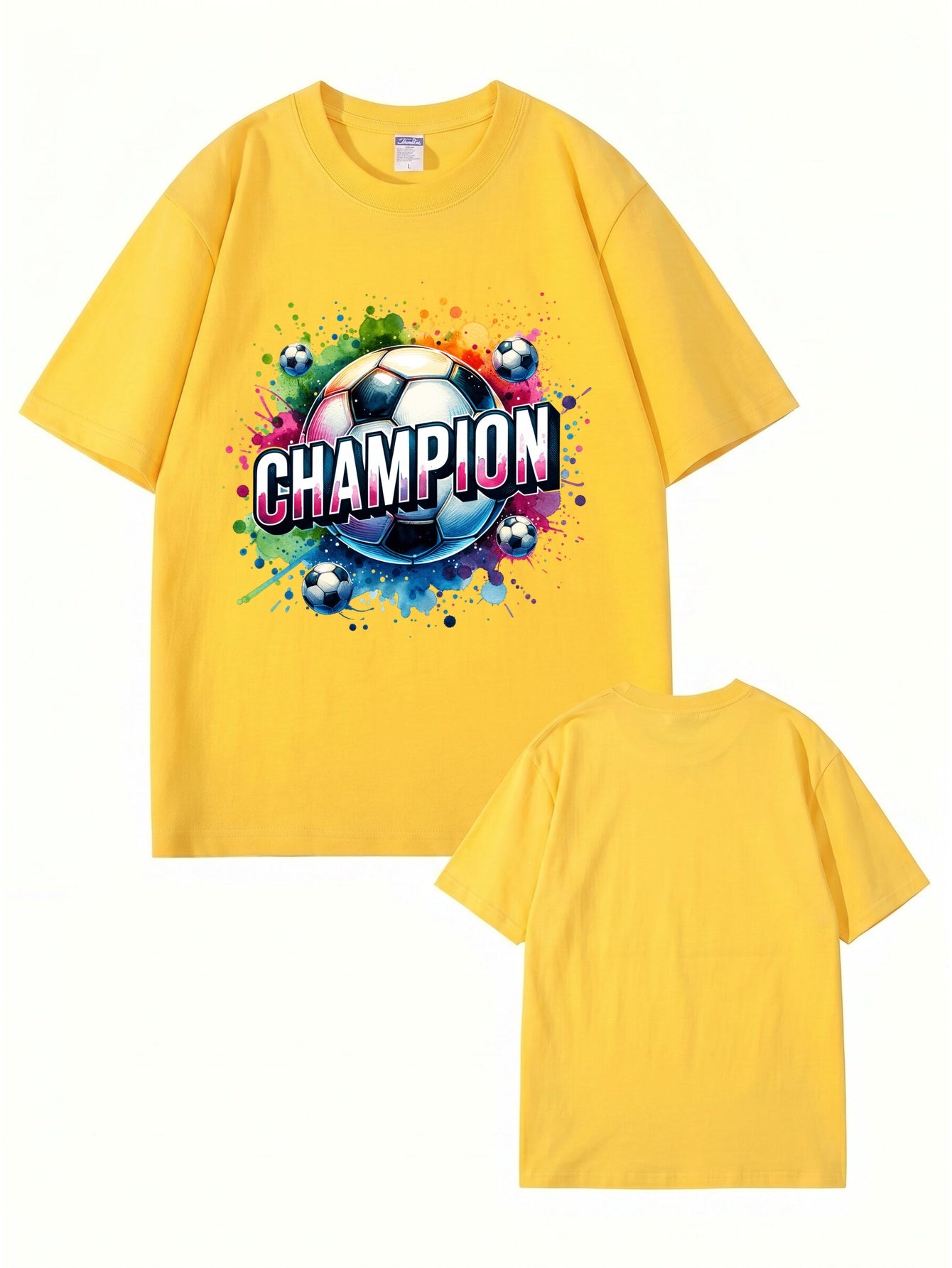 Champion Soccer Ball Graphic T-Shirt | Vibrant Watercolor Sports Tee