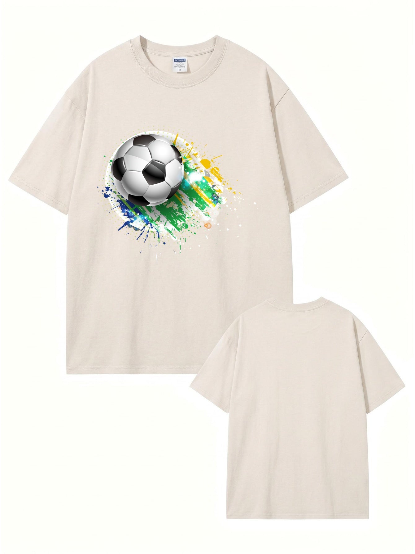 Vintage Washed Soccer Graphic Tee - Premium 300gsm Heavyweight Cotton