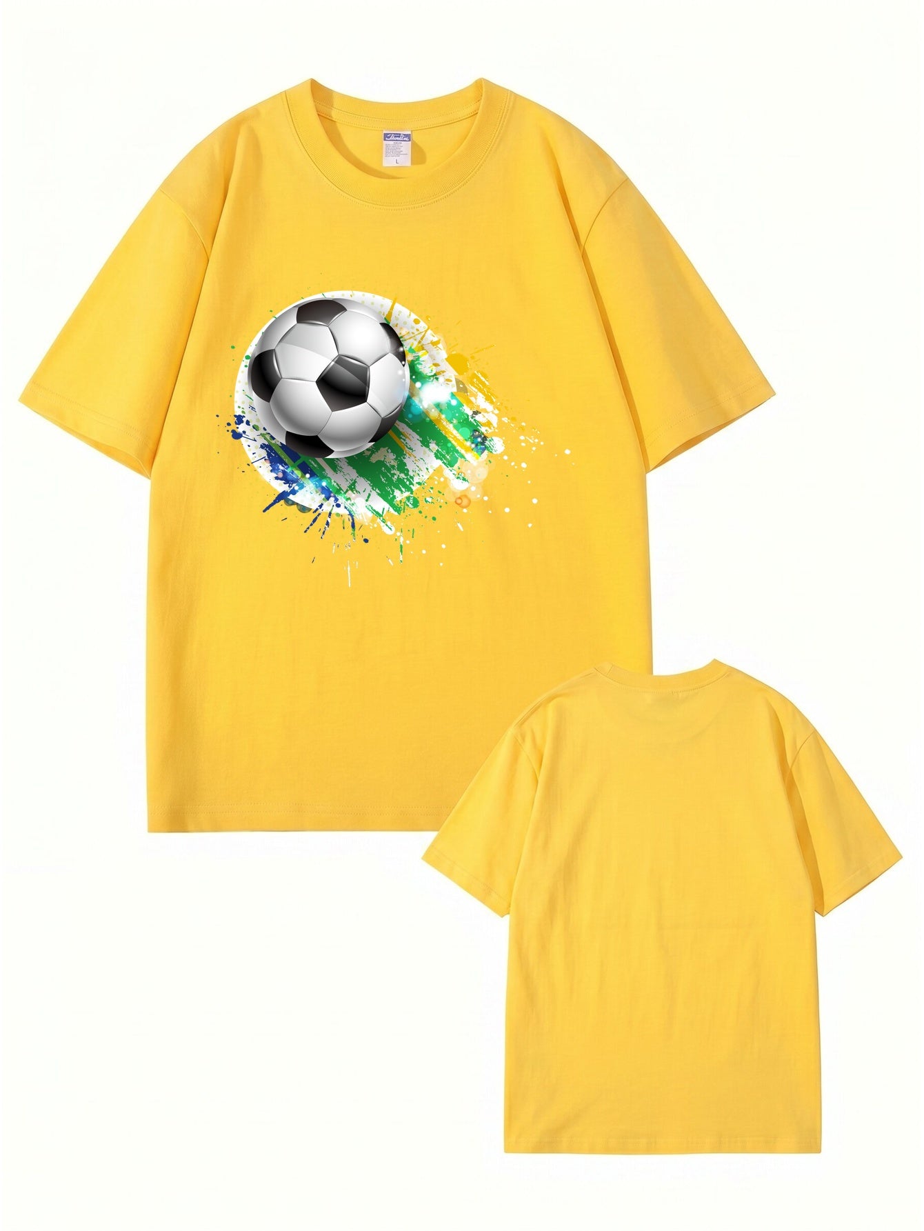 Soccer Ball Paint Splash Graphic T-Shirt - Premium Cotton Tee