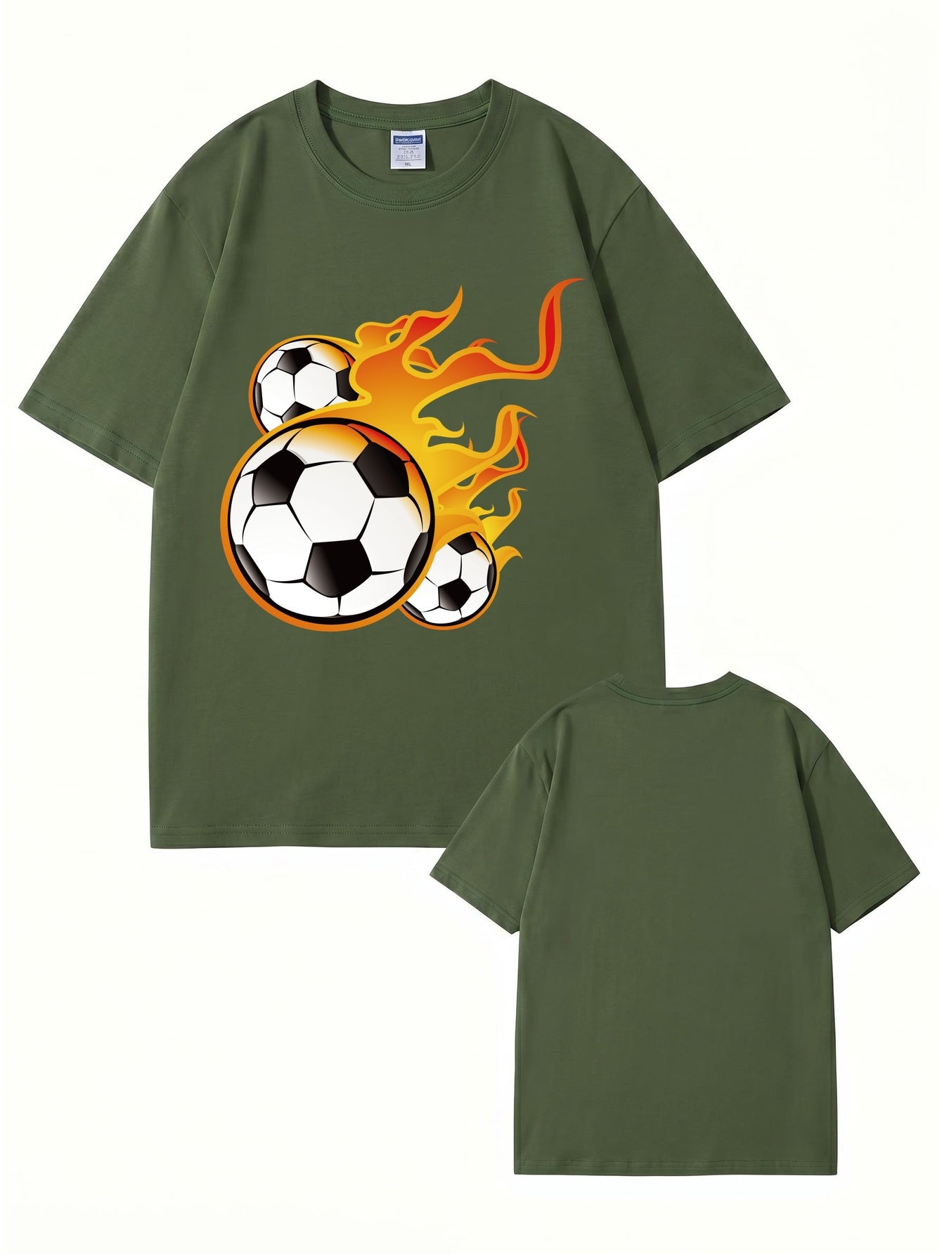 Unisex Flaming Soccer Ball Graphic Print T-Shirt - 22 Colors