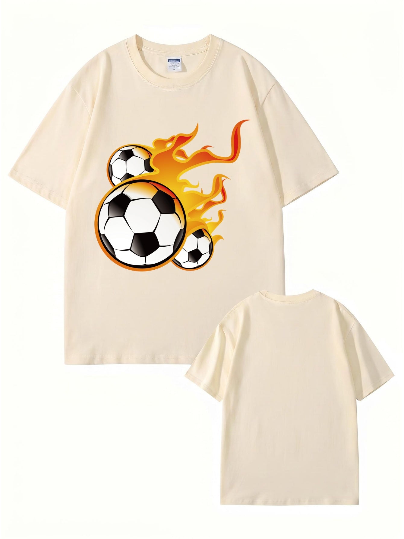 Unisex Flaming Soccer Ball Graphic Print T-Shirt - 22 Colors