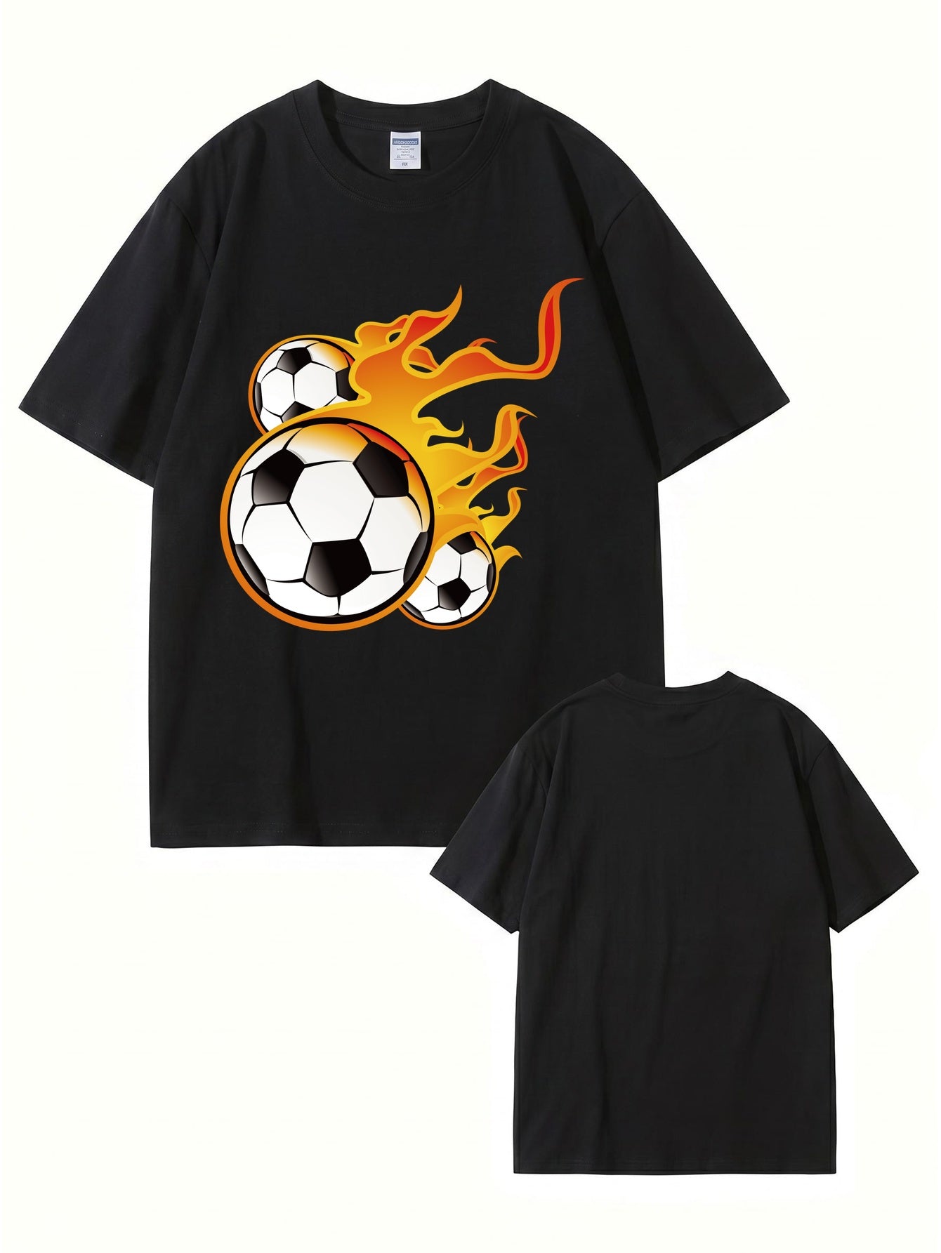 Unisex Flaming Soccer Ball Graphic Print T-Shirt - 22 Colors