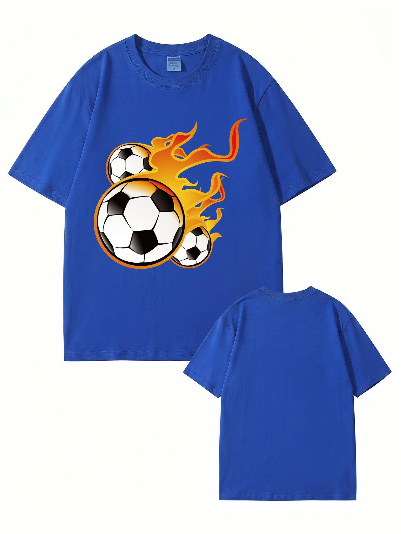 Unisex Flaming Soccer Ball Graphic Print T-Shirt - 22 Colors