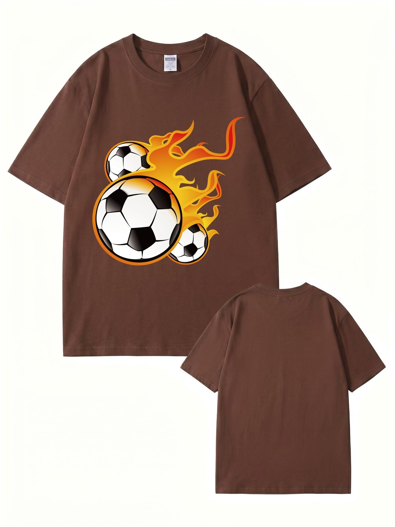 Unisex Flaming Soccer Ball Graphic Print T-Shirt - 22 Colors