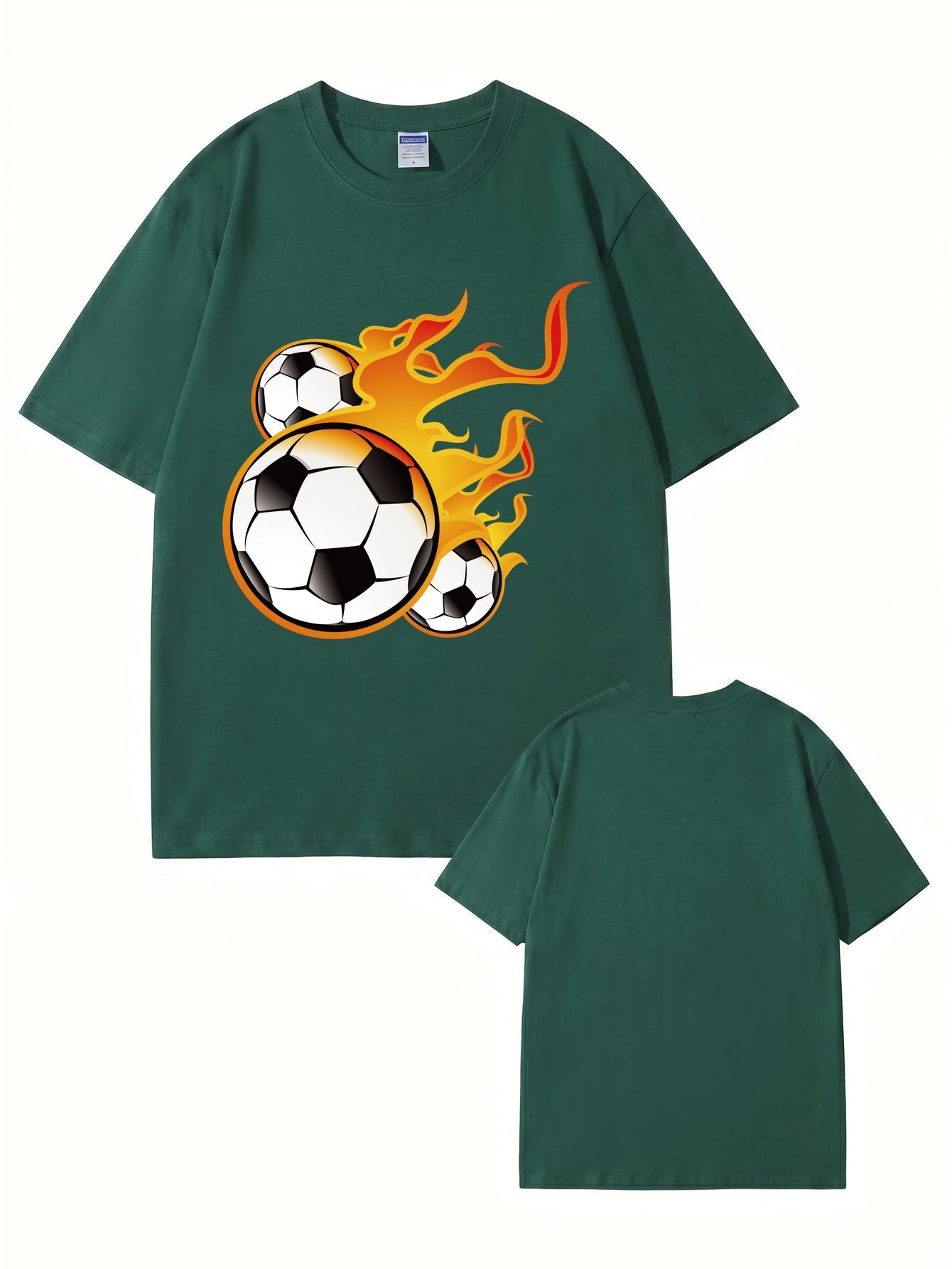 Unisex Flaming Soccer Ball Graphic Print T-Shirt - 22 Colors