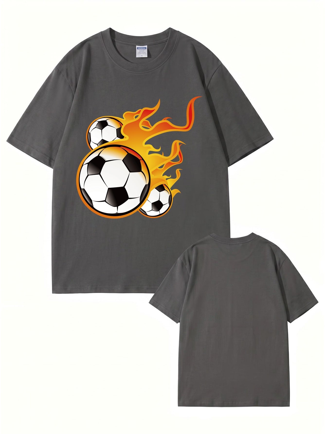 Unisex Flaming Soccer Ball Graphic Print T-Shirt - 22 Colors