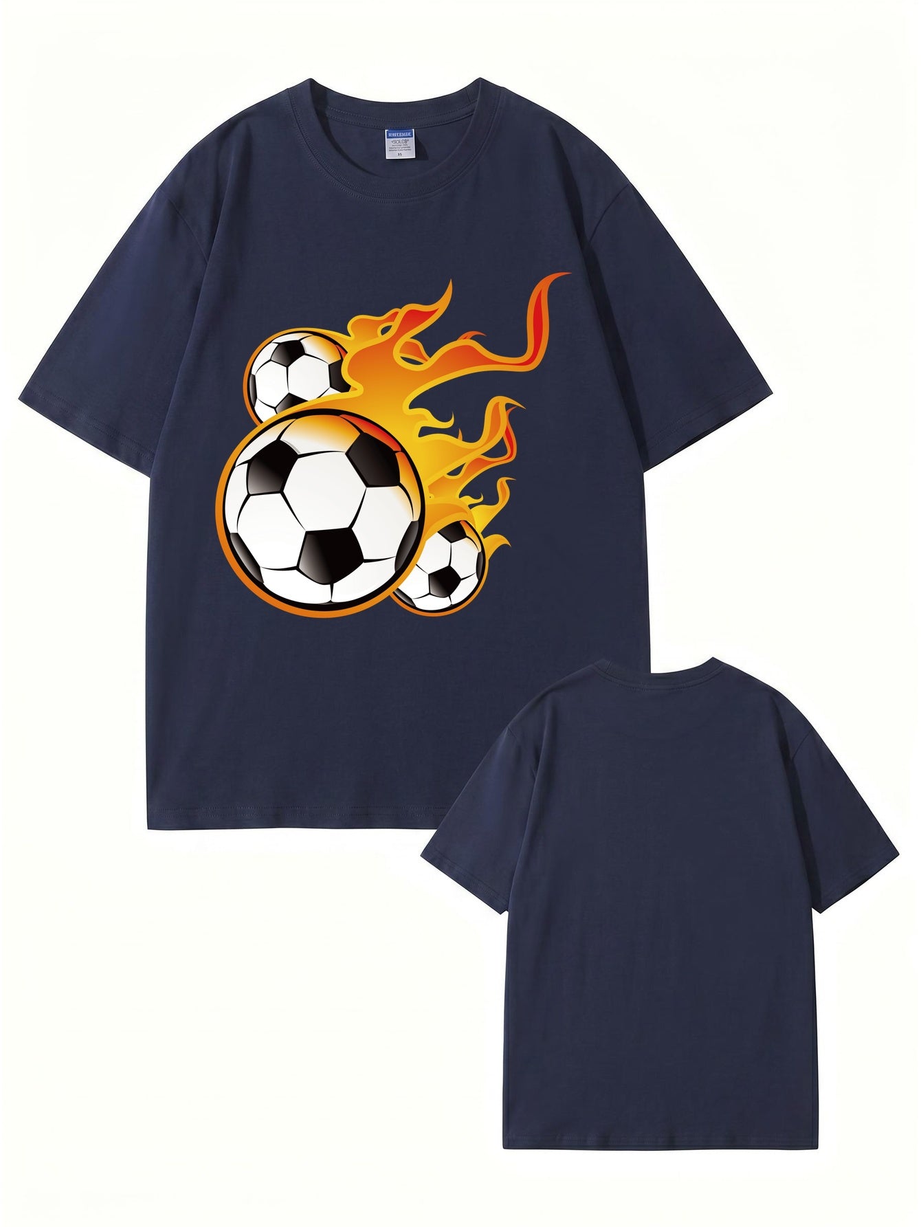 Unisex Flaming Soccer Ball Graphic Print T-Shirt - 22 Colors