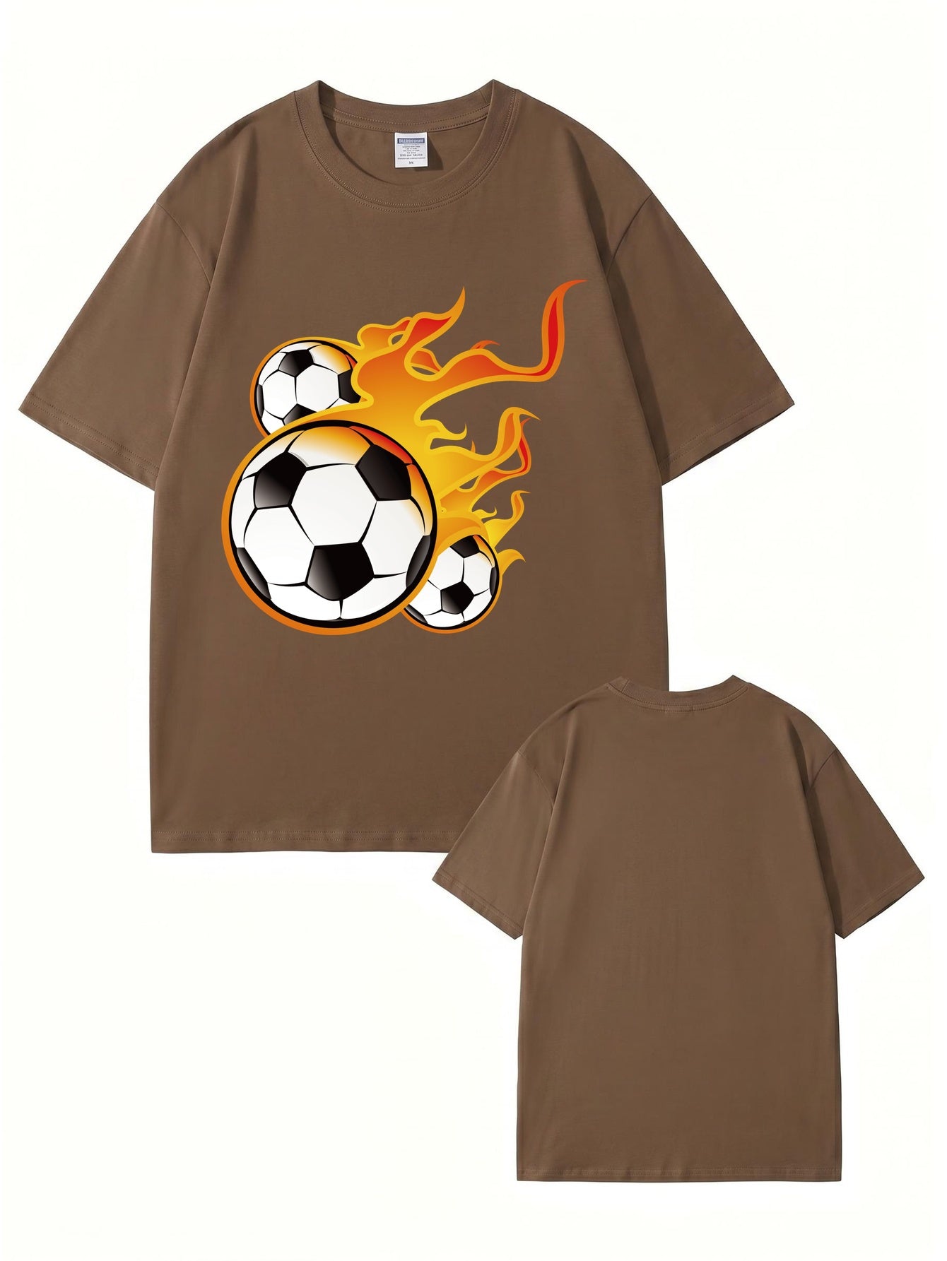 Unisex Flaming Soccer Ball Graphic Print T-Shirt - 22 Colors
