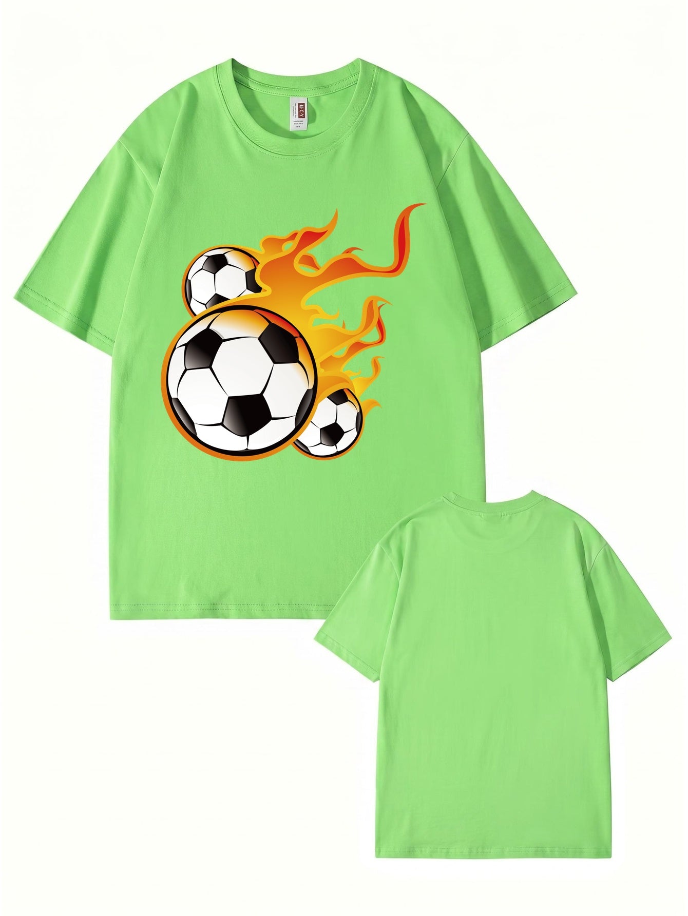 Unisex Flaming Soccer Ball Graphic Print T-Shirt - 22 Colors