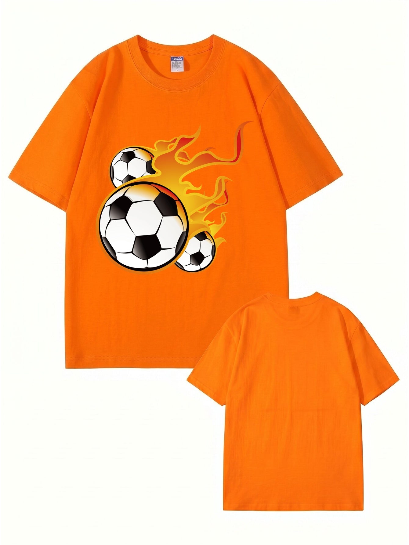 Unisex Flaming Soccer Ball Graphic Print T-Shirt - 22 Colors