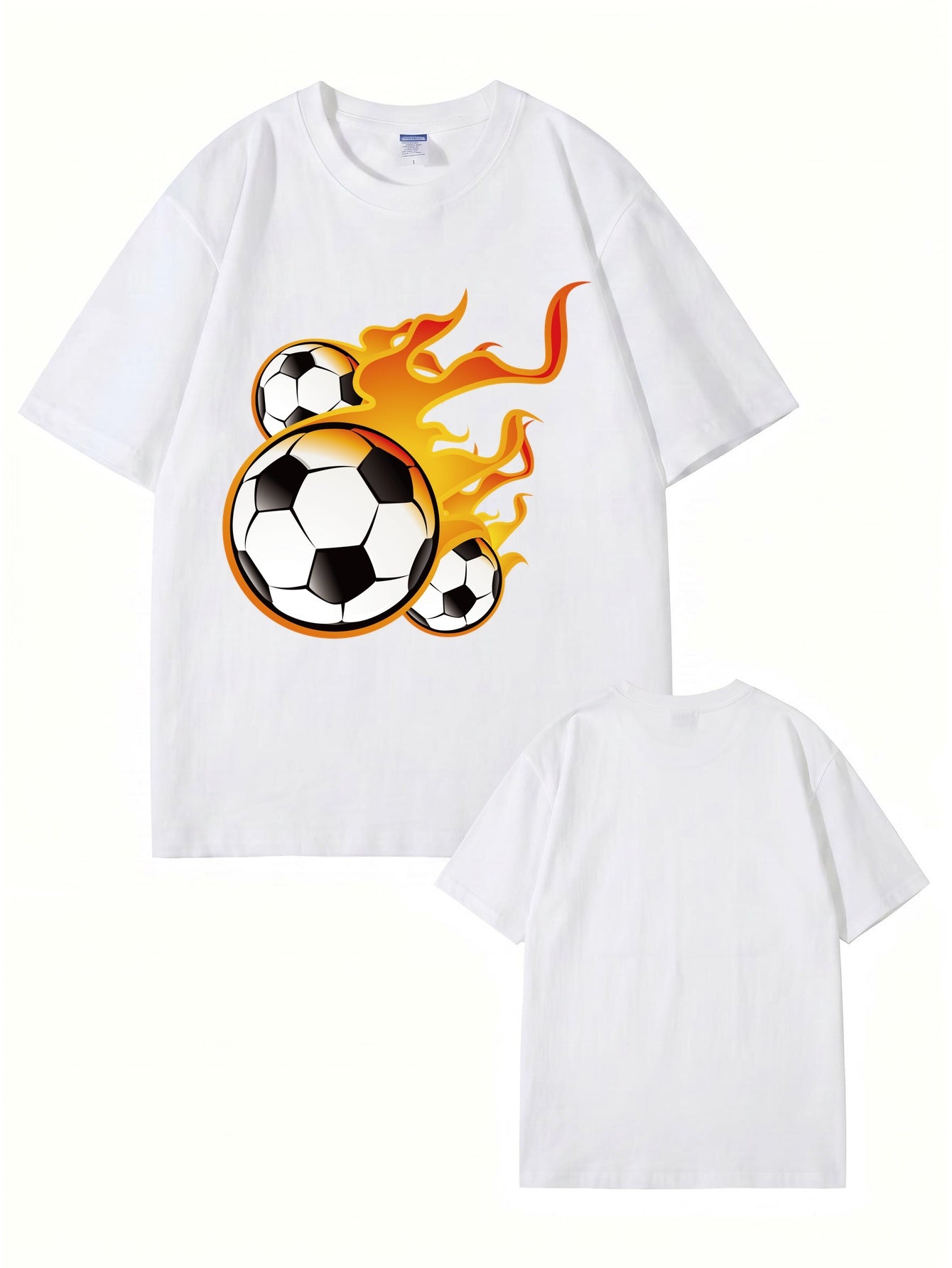 Unisex Flaming Soccer Ball Graphic Print T-Shirt - 22 Colors