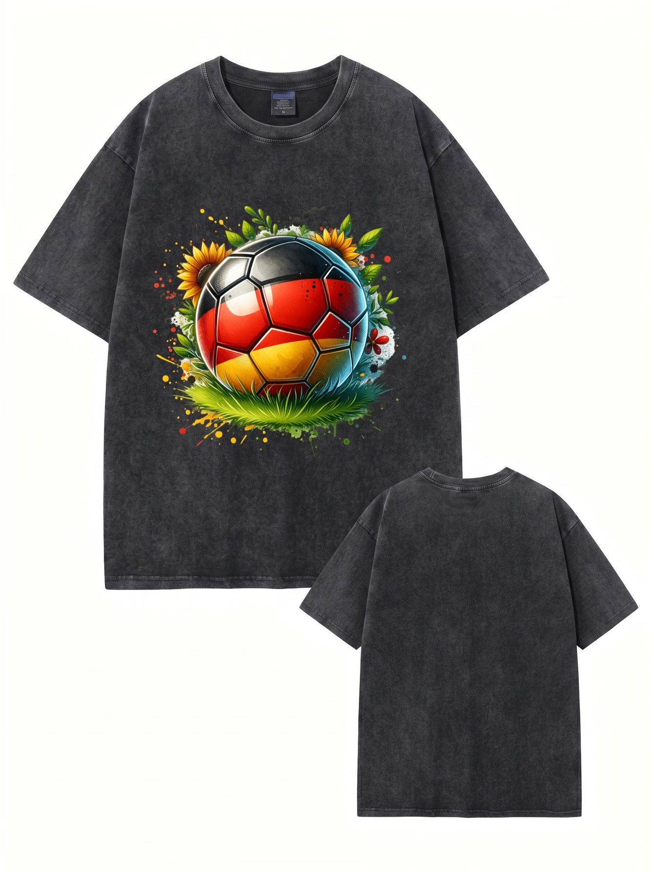 Vintage Washed Germany Soccer Flag Graphic T-Shirt