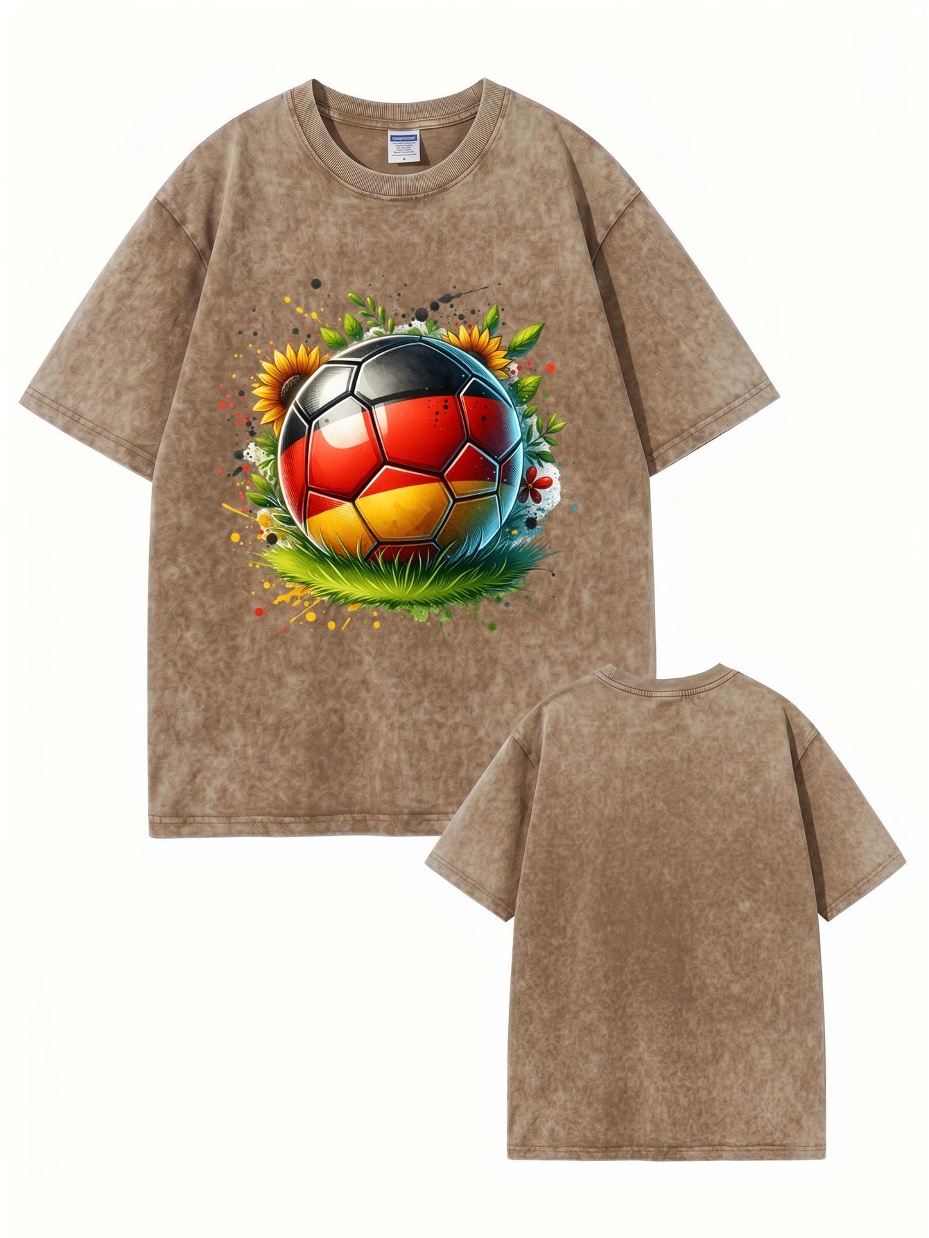 Vintage Washed Germany Soccer Flag Graphic T-Shirt