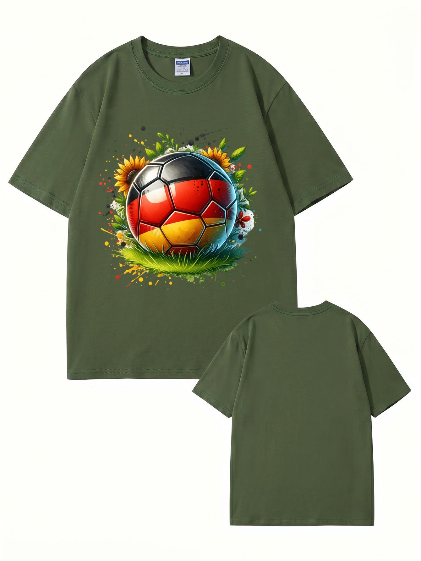 Germany Flag Soccer Ball Graphic Print Cotton T-Shirt