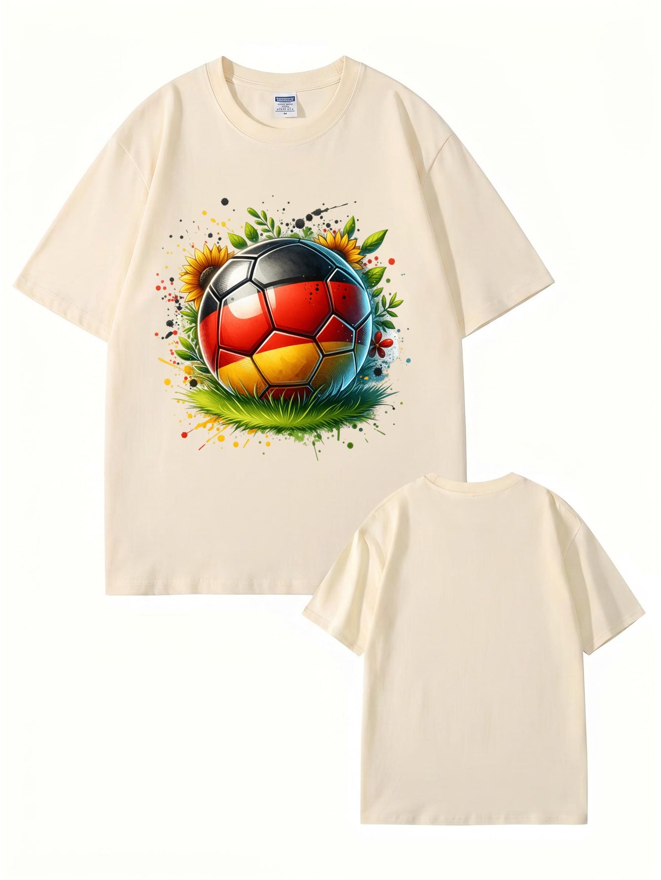 Germany Flag Soccer Ball Graphic Print Cotton T-Shirt