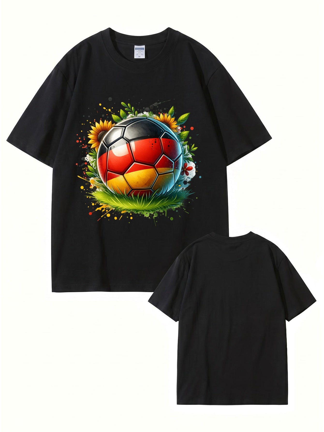 Germany Flag Soccer Ball Graphic Print Cotton T-Shirt