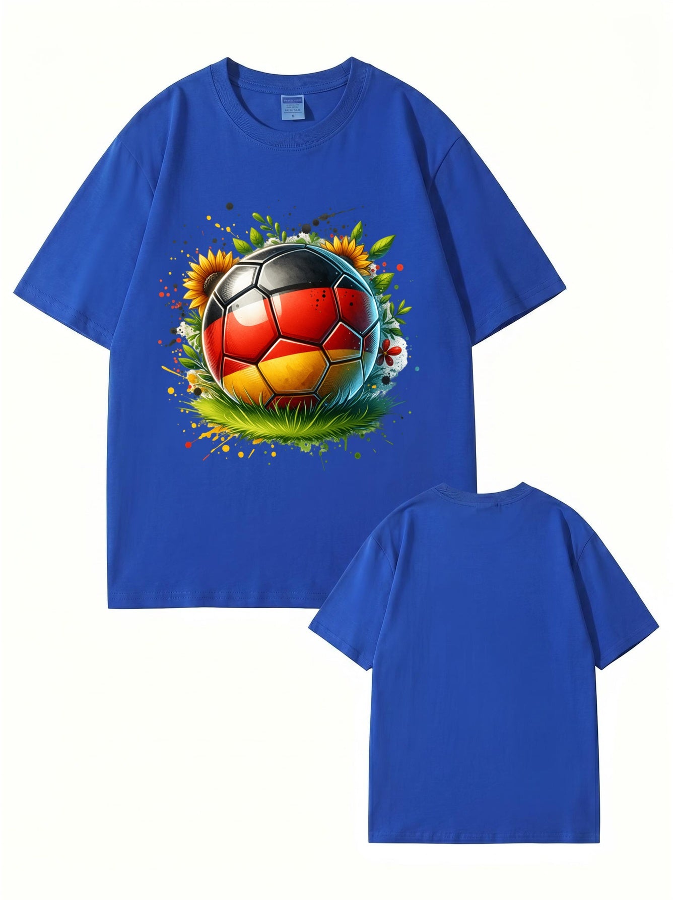 Germany Flag Soccer Ball Graphic Print Cotton T-Shirt