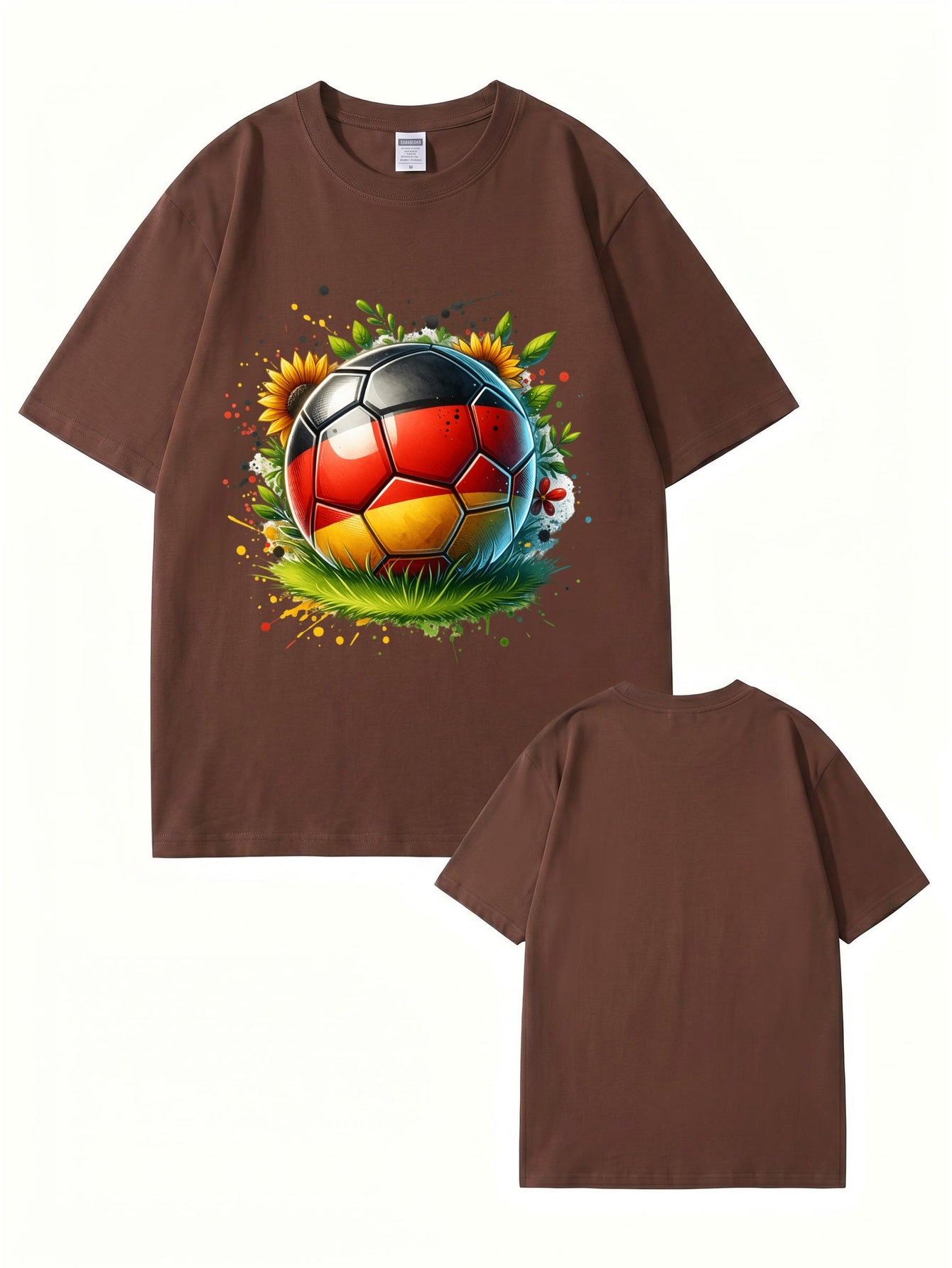 Germany Flag Soccer Ball Graphic Print Cotton T-Shirt
