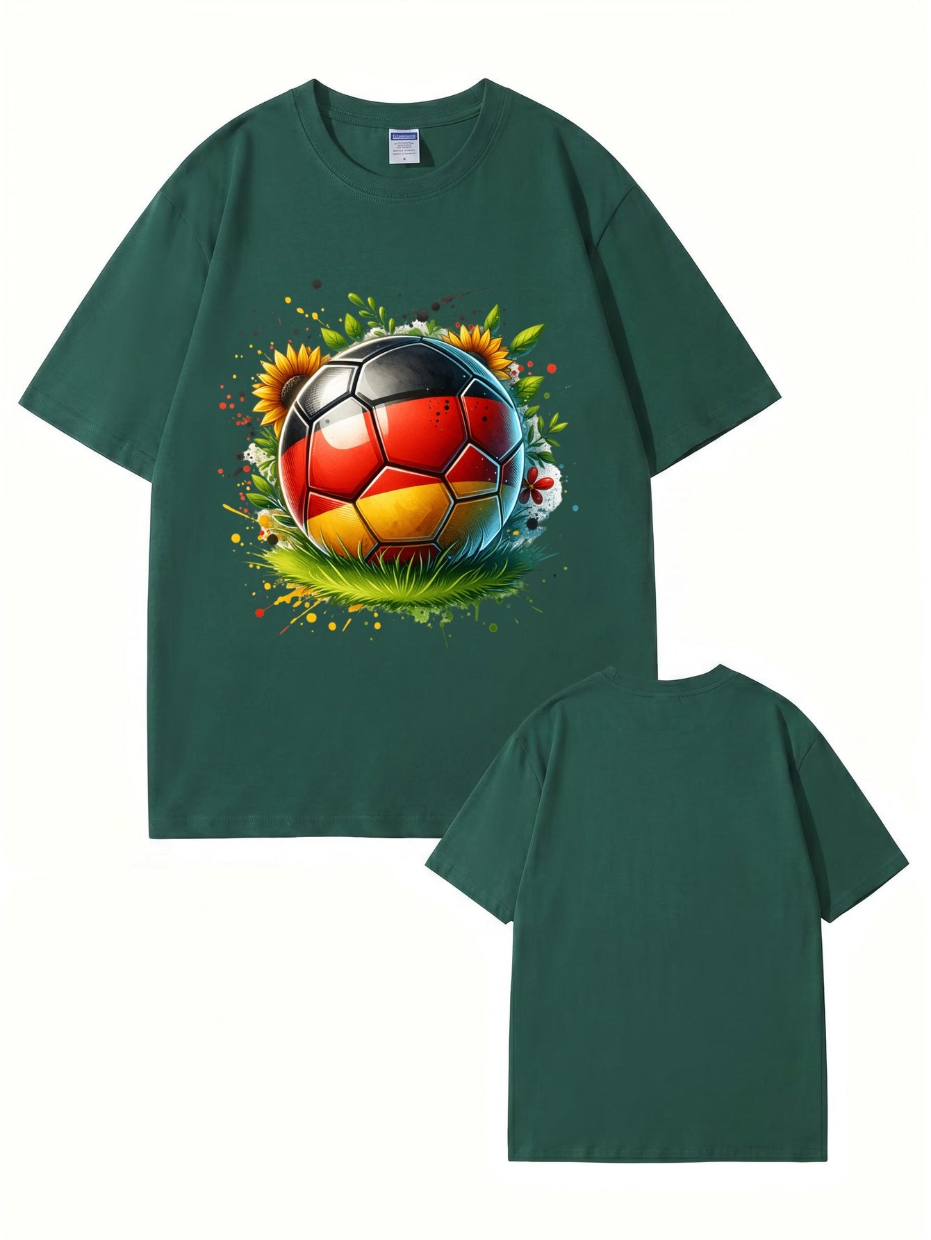 Germany Flag Soccer Ball Graphic Print Cotton T-Shirt