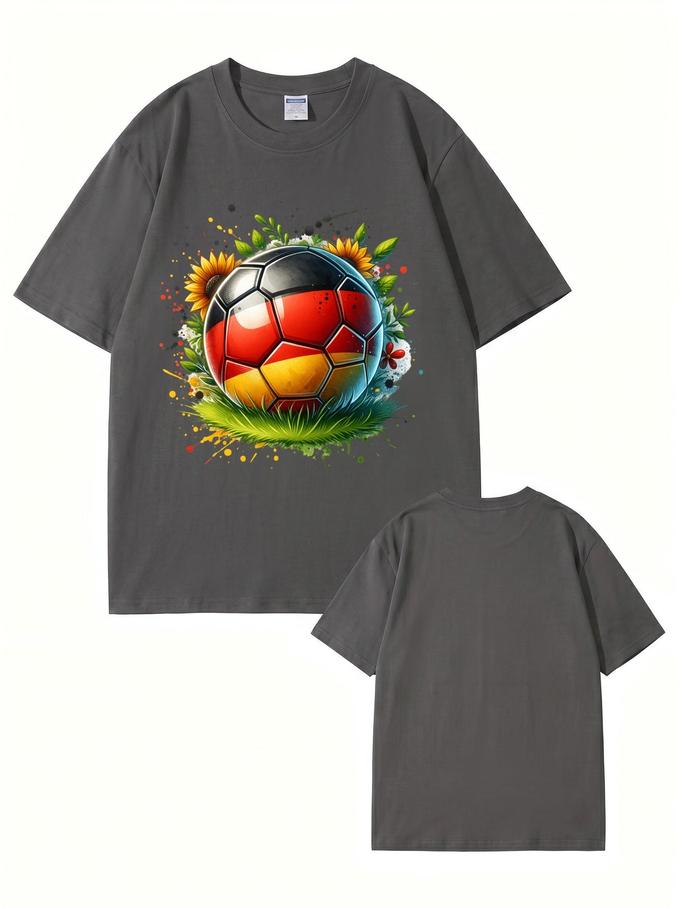 Germany Flag Soccer Ball Graphic Print Cotton T-Shirt