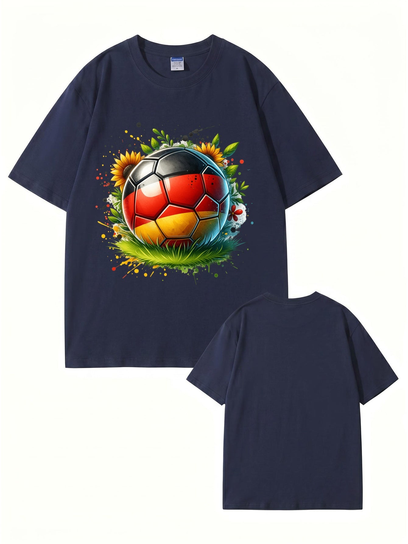 Germany Flag Soccer Ball Graphic Print Cotton T-Shirt