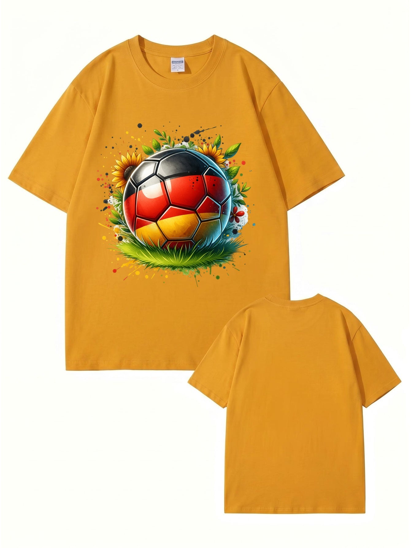 Germany Flag Soccer Ball Graphic Print Cotton T-Shirt