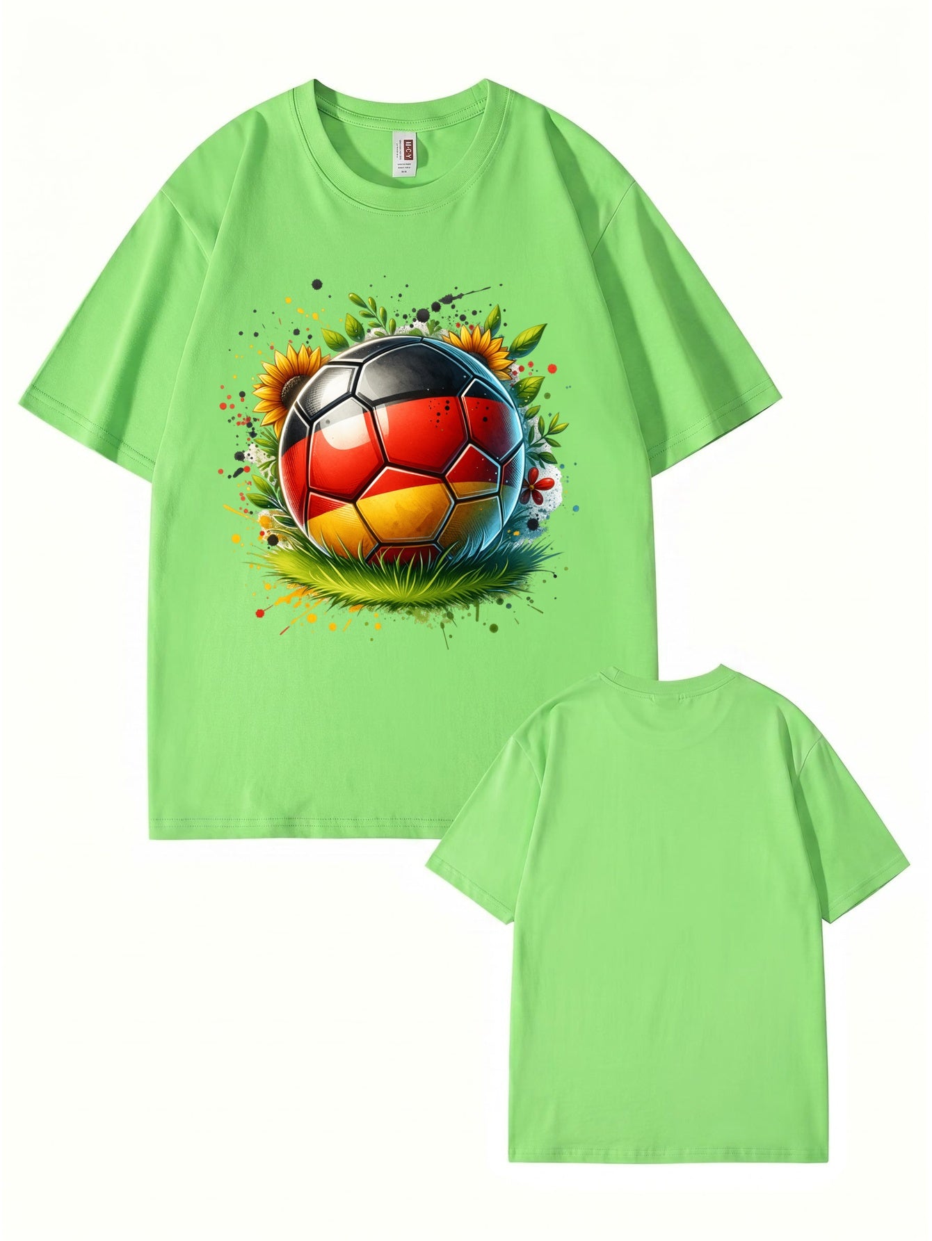 Germany Flag Soccer Ball Graphic Print Cotton T-Shirt