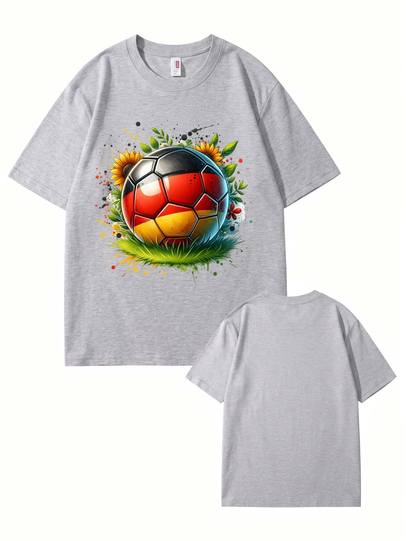 Germany Flag Soccer Ball Graphic Print Cotton T-Shirt