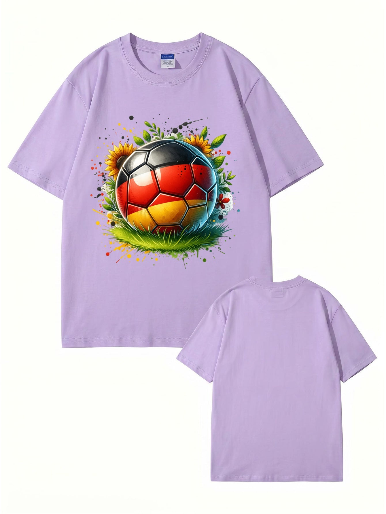 Germany Flag Soccer Ball Graphic Print Cotton T-Shirt