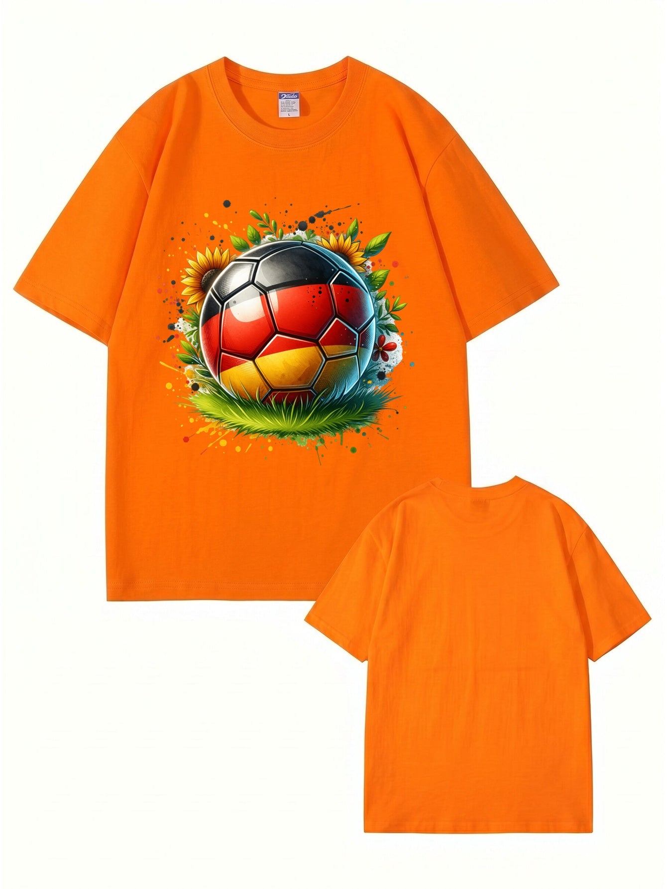 Germany Flag Soccer Ball Graphic Print Cotton T-Shirt